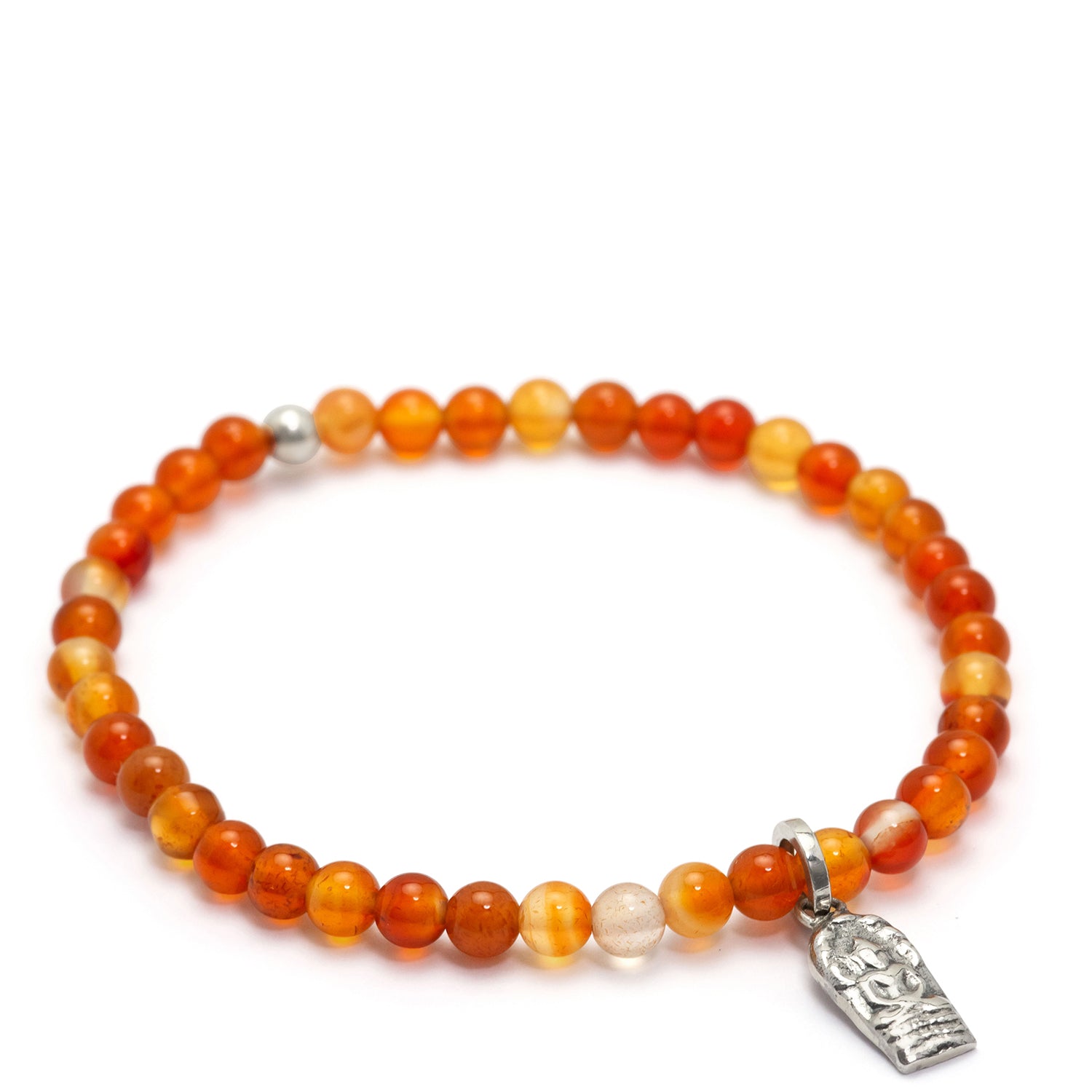 Buddha Armband mini mit Karneolperle in Sterling Silber von ETERNAL BLISS - Spiritueller Schmuck
