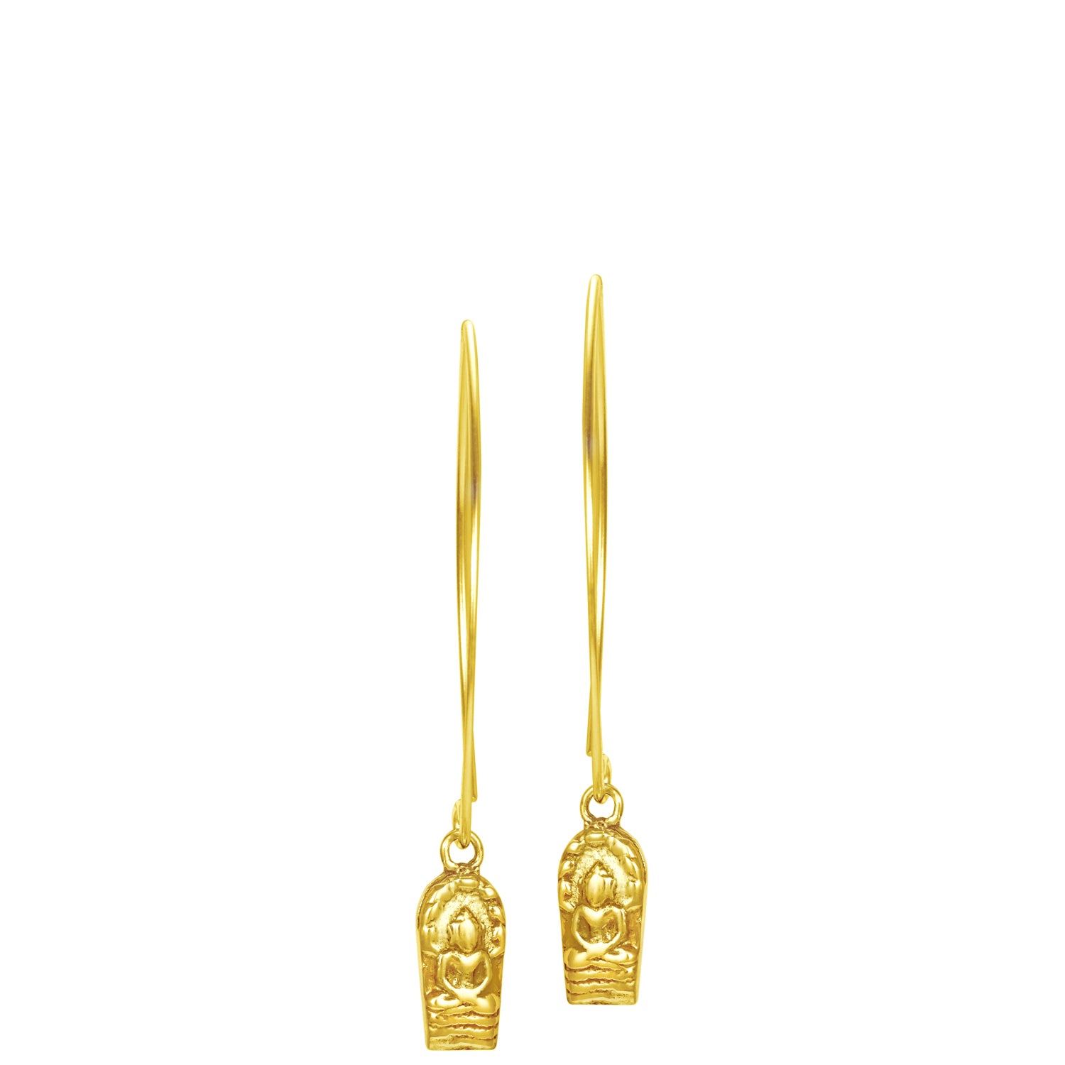 Fein detaillierte Buddha Ohr Haken mini aus vergoldetem Sterling Silber handgefertigt von ETERNAL BLISS - Spiritueller Schmuck