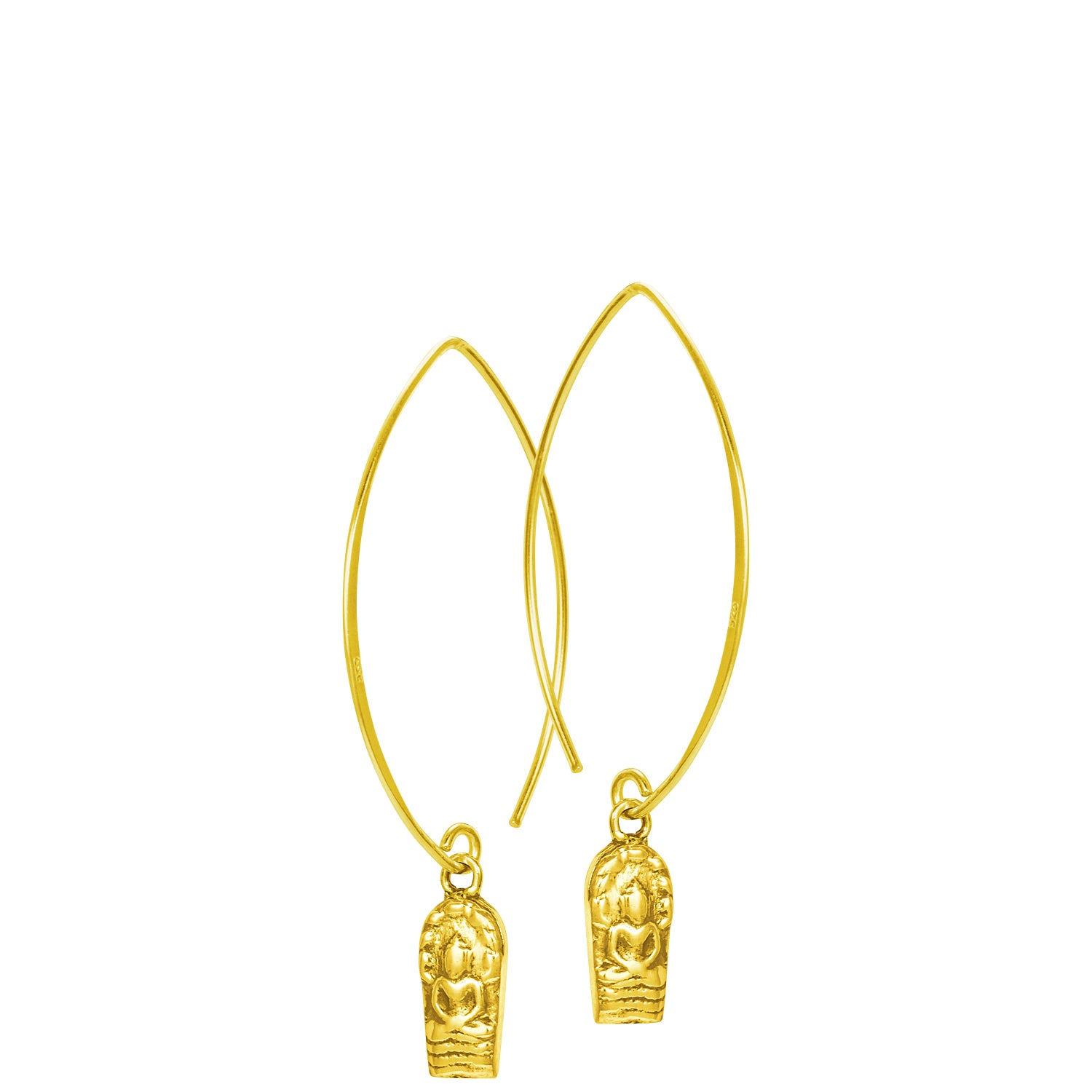 Finely detailed Buddha ear hook mini made of gold-plated sterling silver handmade by ETERNAL BLISS - Spiritual jewelry