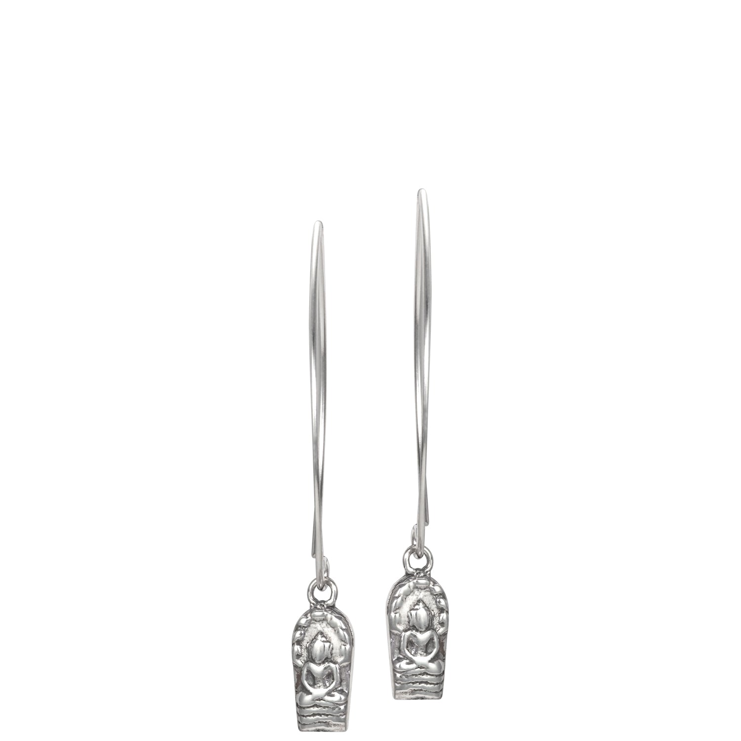 Fein detaillierte Buddha Ohr Haken mini aus Sterling Silber handgefertigt von ETERNAL BLISS - Spiritueller Schmuck