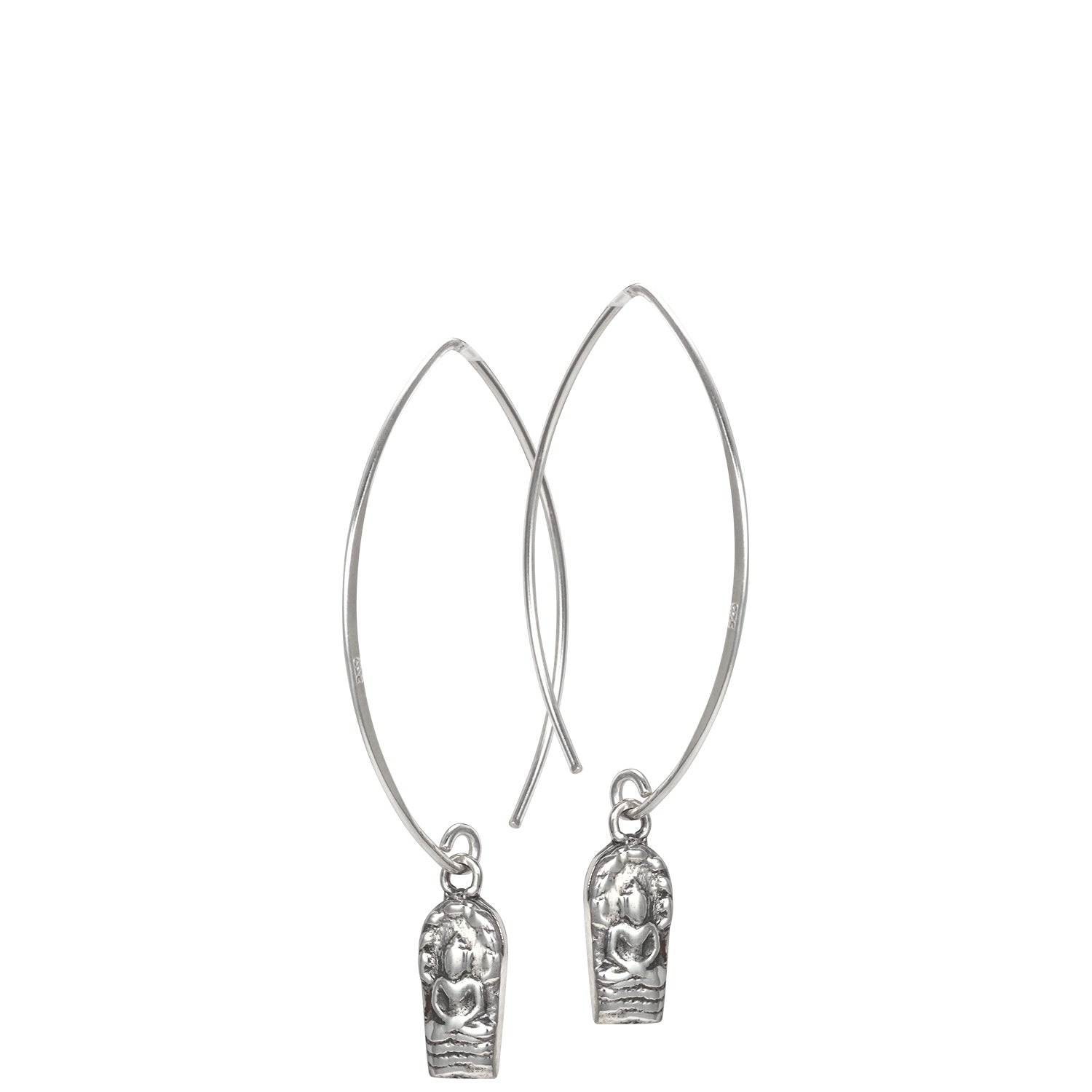 Finely detailed Buddha ear hook mini made of sterling silver handmade by ETERNAL BLISS - Spiritual jewelry