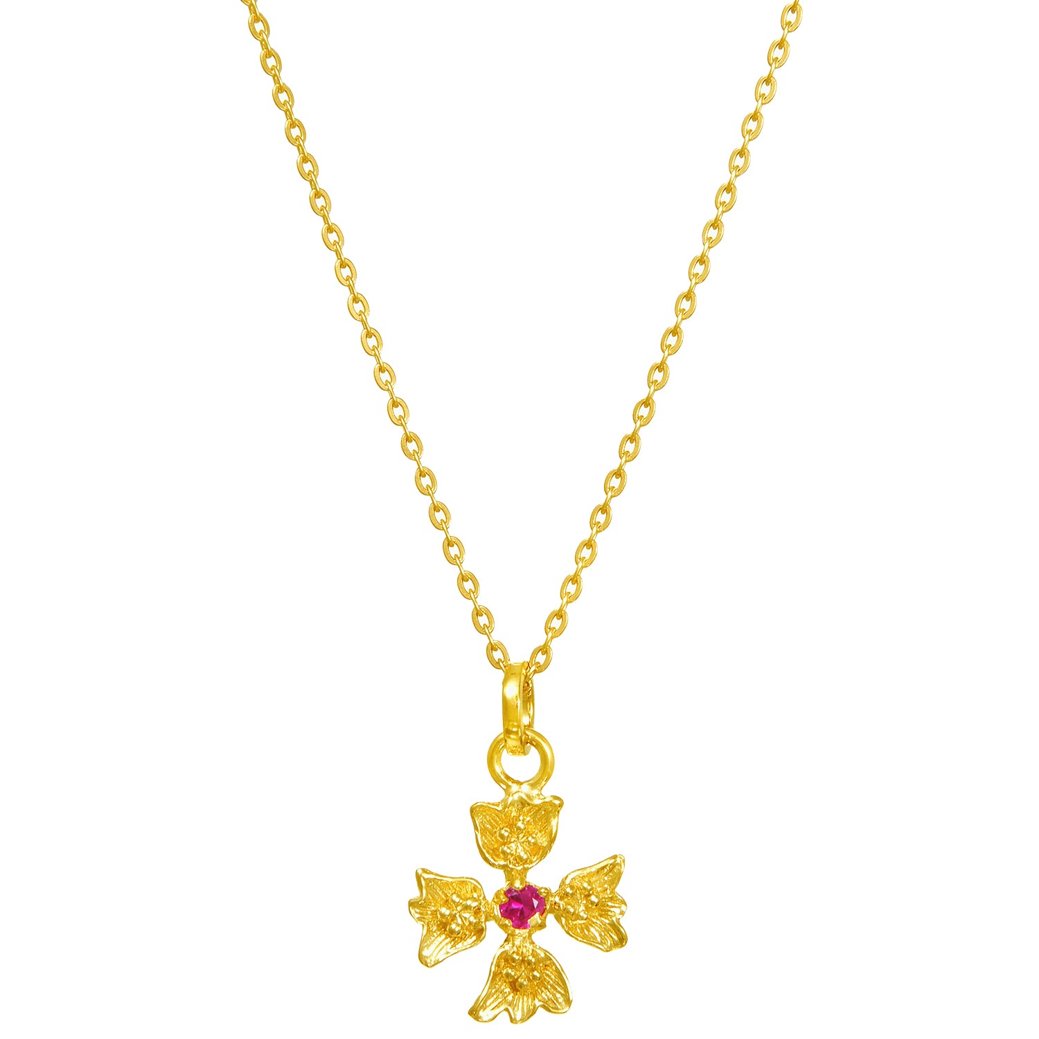 Southern Cross Anhänger mit Rubin vergoldet mit Kette von ETERNAL BLISS - Spiritueller Schmuck