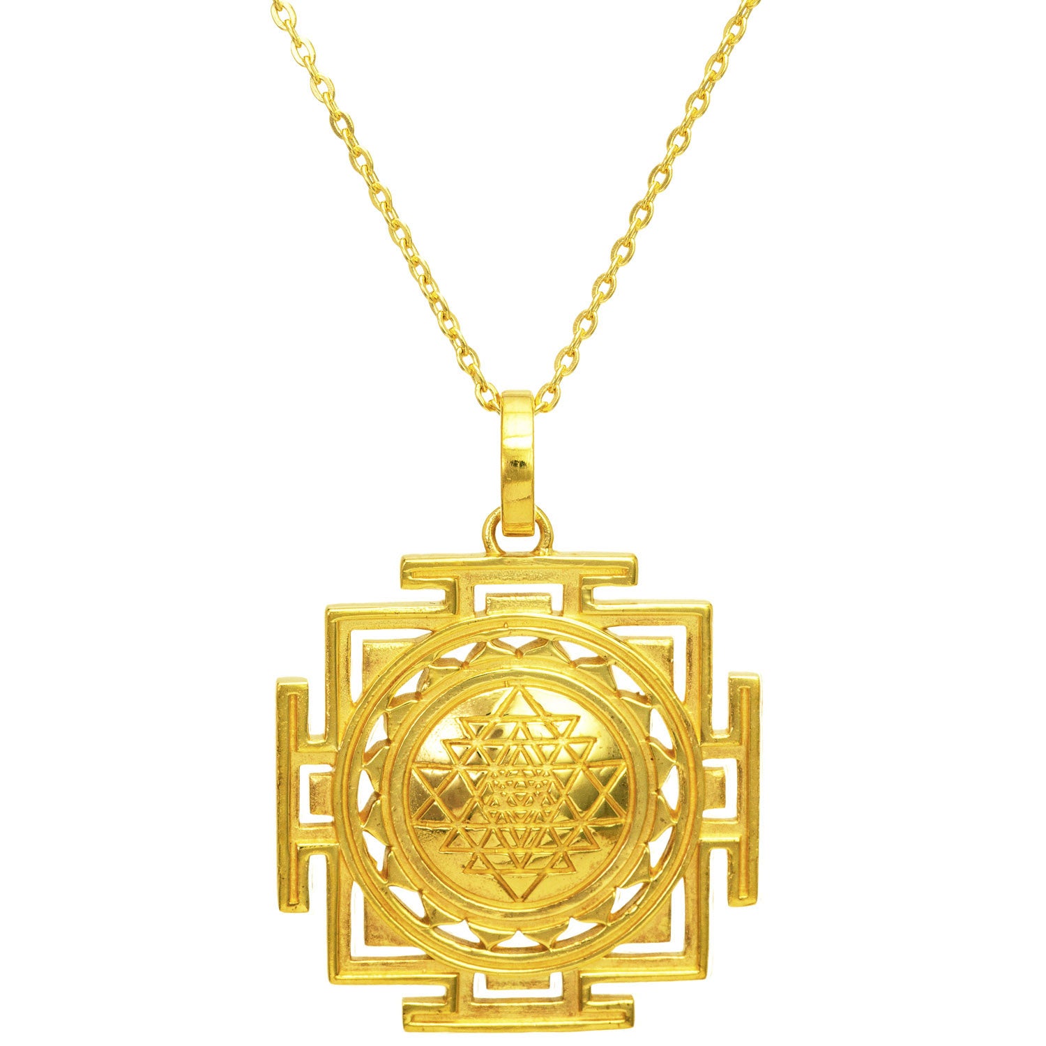 Quadratischer Sri Yantra Anhänger vergoldet von ETERNAL BLISS - Spiritueller Schmuck