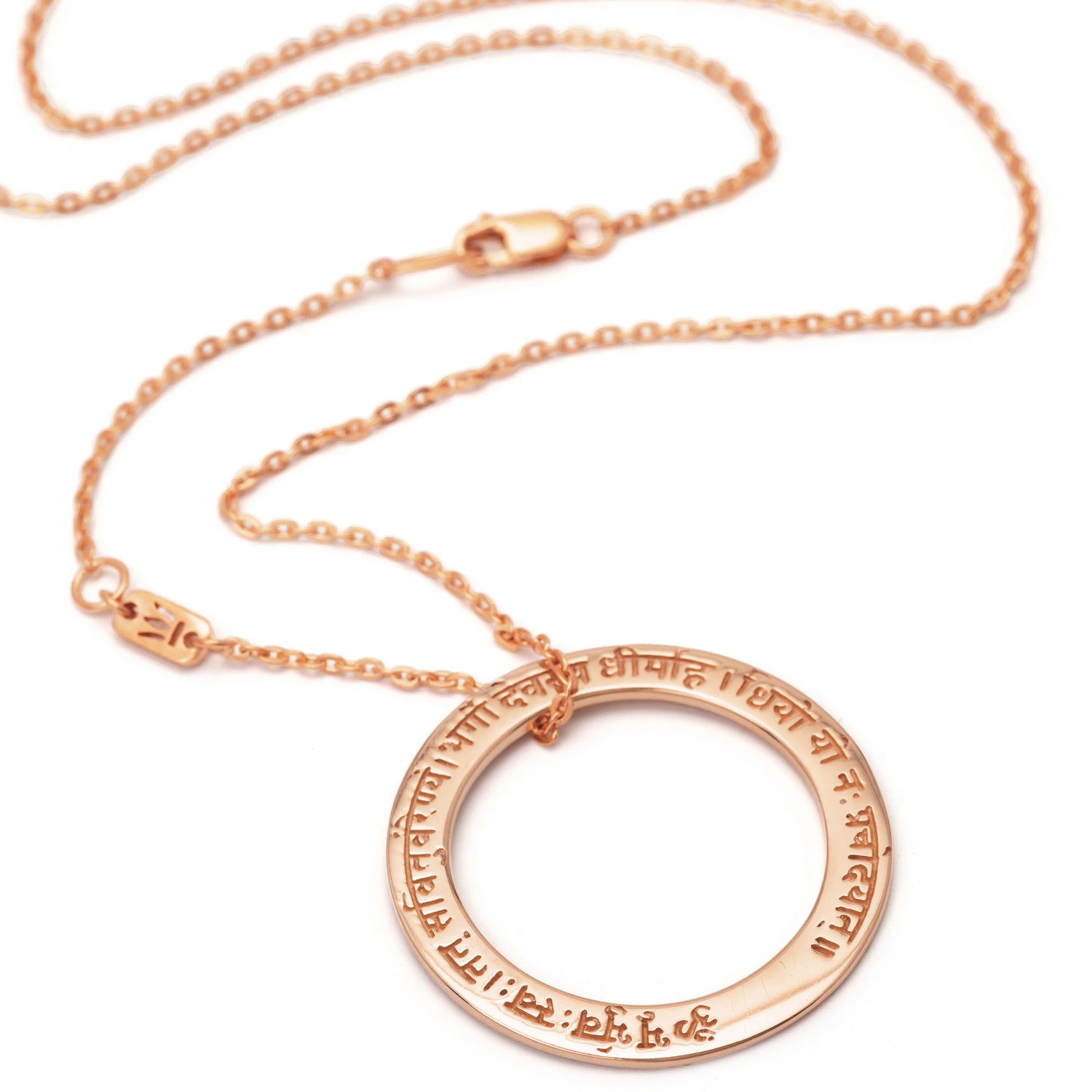 Gayatri Mantra Pendant made of sterling silver rose gold plated by Eternal Bliss - Spiritual Yoga Jewellery
