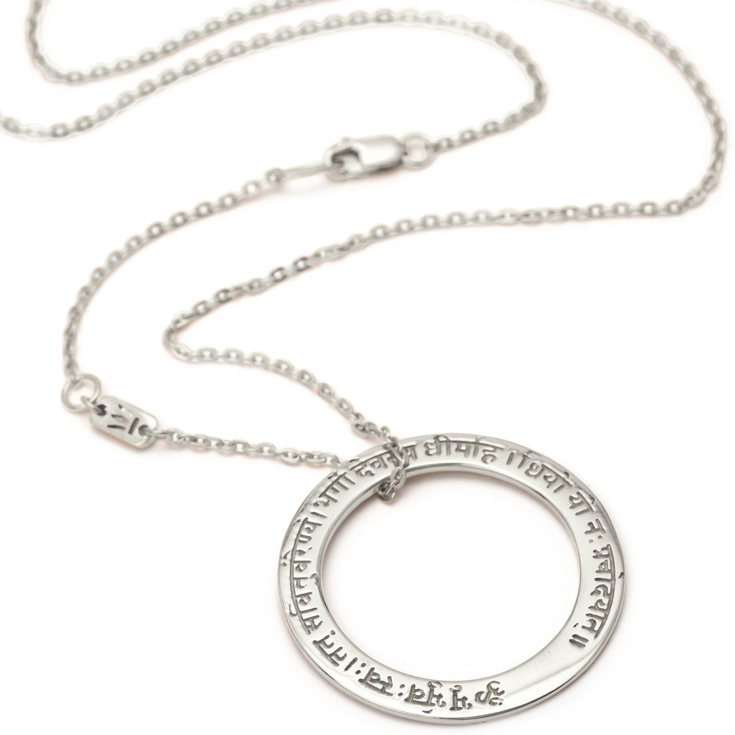Gayatri Mantra Pendant in Sterling Silver by Eternal Bliss from the Yoga Jewelry Collection