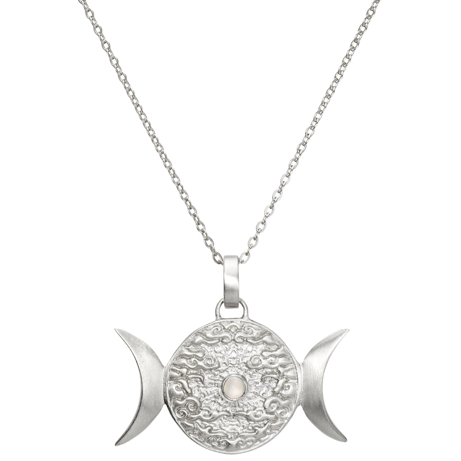 Mondphasenanhänger "Dreifaltige Göttin" mit Mondstein Silber