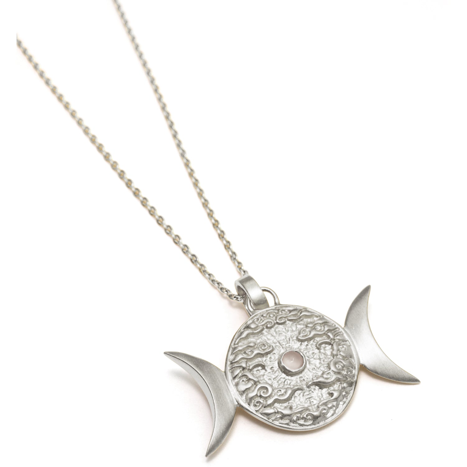Moon phase pendant "Triune Goddess" with moonstone silver