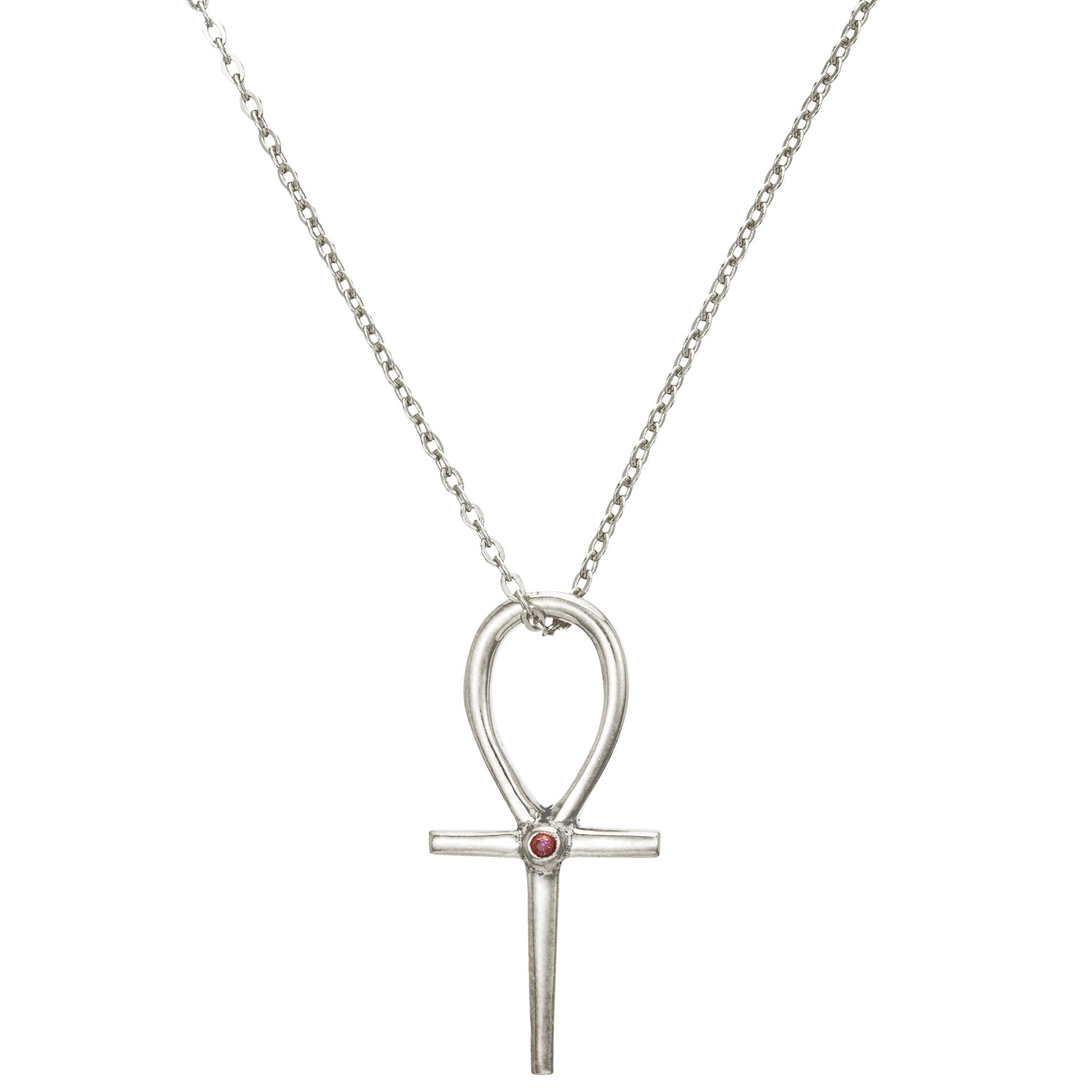 Ankh Anhänger Silber mit Rubin - Schlüssel des Lebens