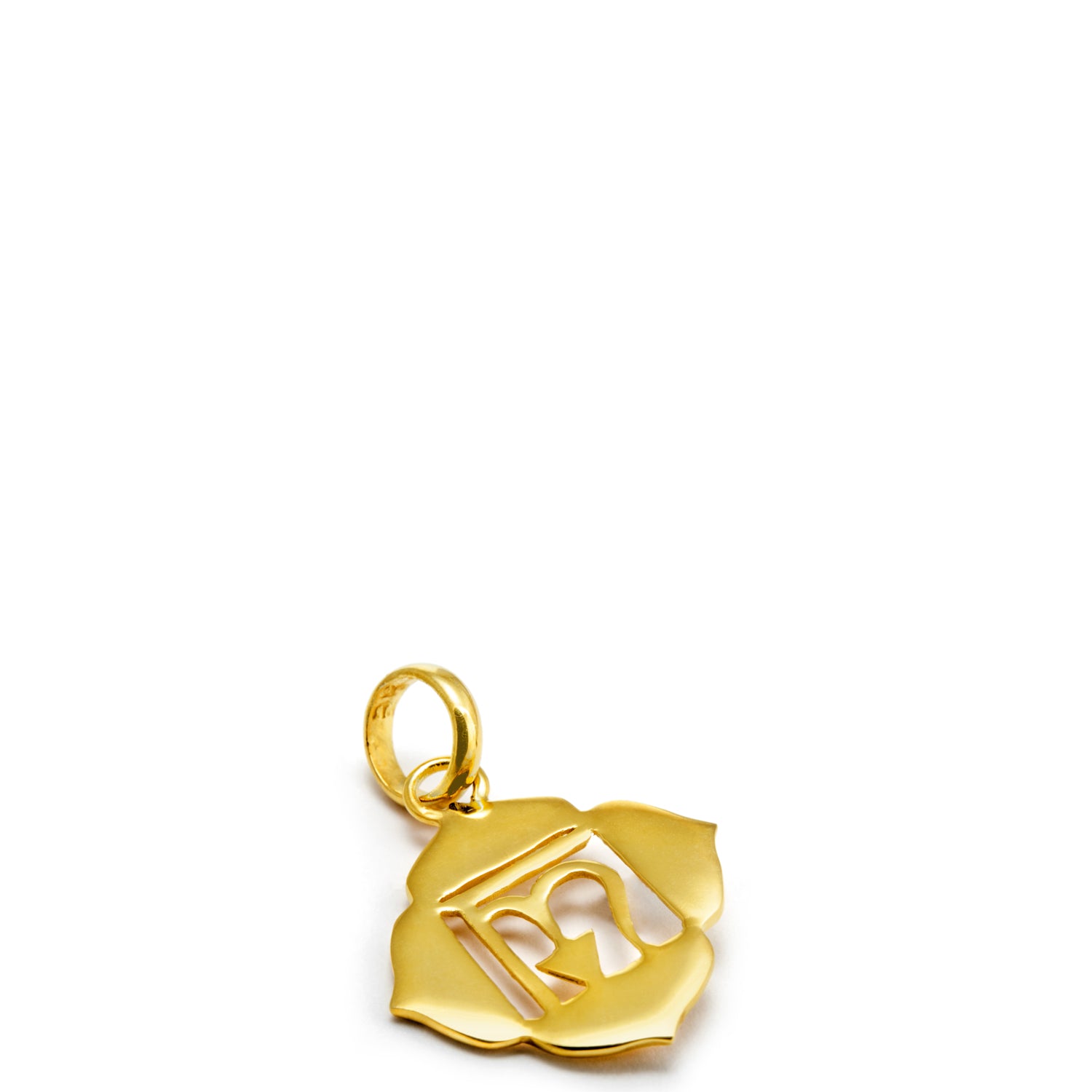 Basis Chakra Anhänger (auch Wurzel Chakra) mit Beej Mantra LAM vergoldet von ETERNAL BLISS  - Rückansicht