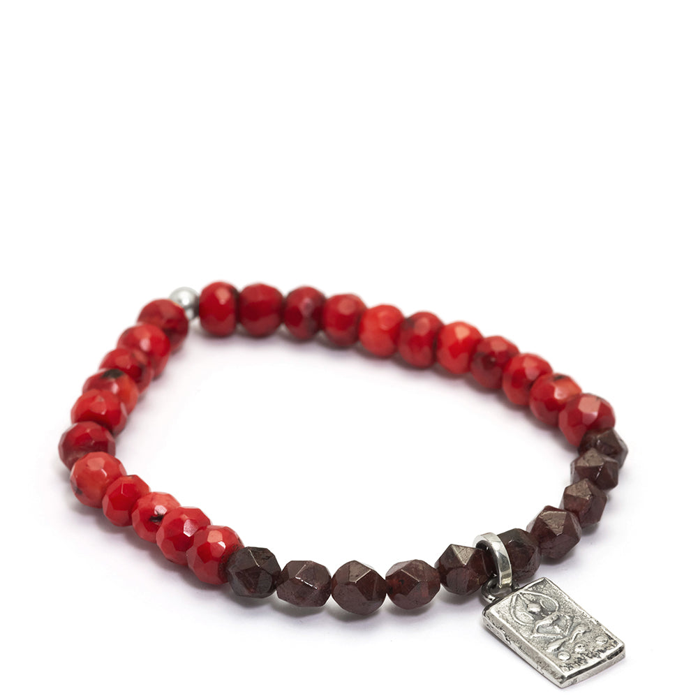 Buddha Armband mit Koralle und Granat Silber von ETERNAL BLISS - Spiritueller Schmuck