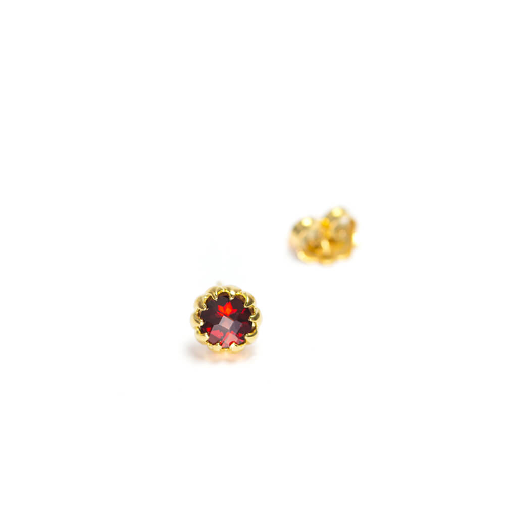 Garnet Stud Earrings Gold-Plated Silver by ETERNAL BLISS - Spiritual Jewellery