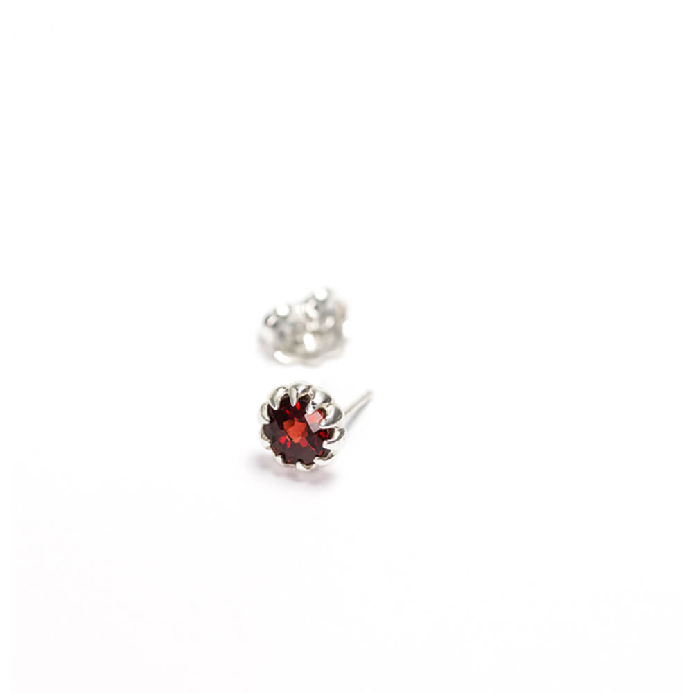 Garnet Stud Earrings Silver by ETERNAL BLISS - Spiritual Jewellery