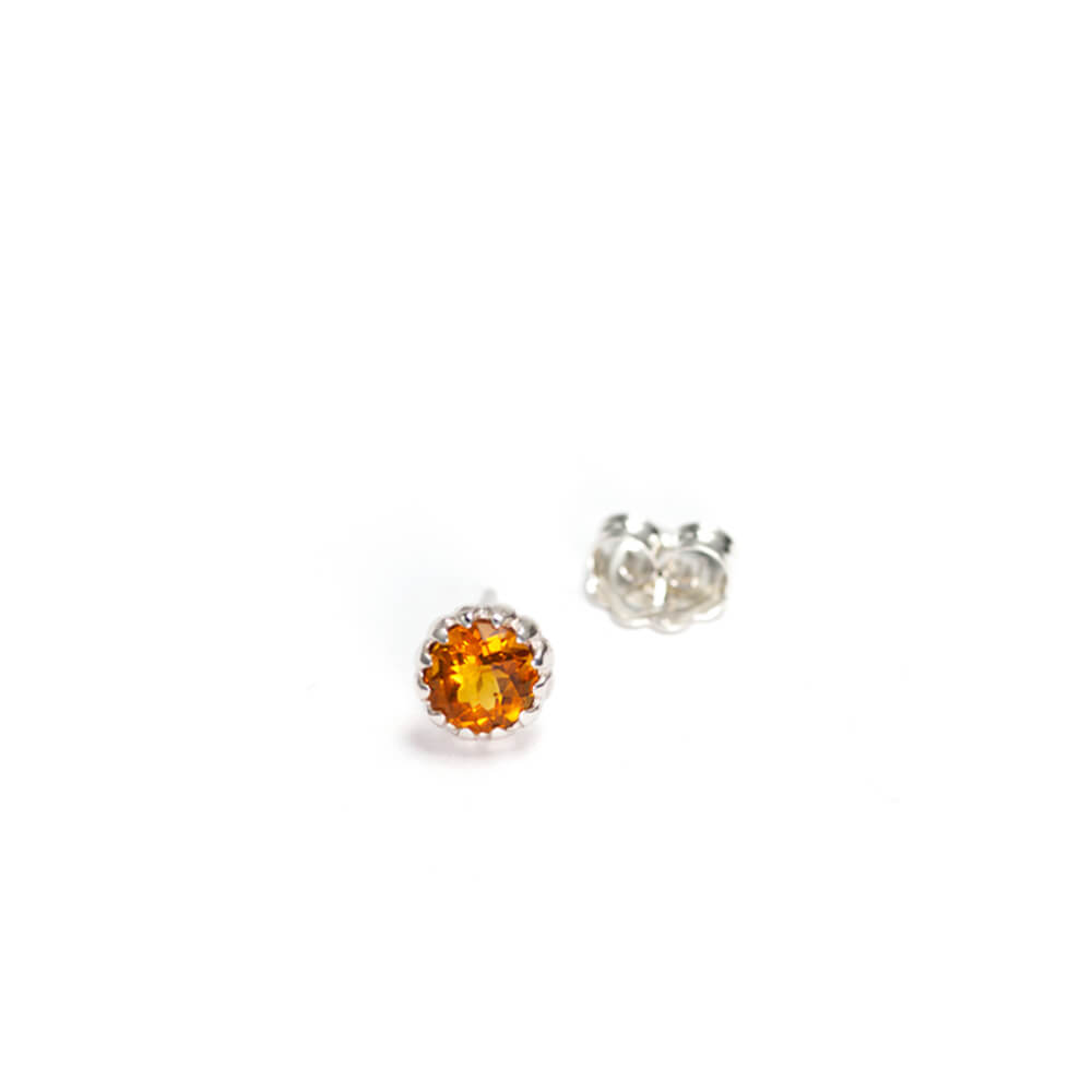 Orange citrine ear studs silver by ETERNAL BLISS - Spiritual Jewellery