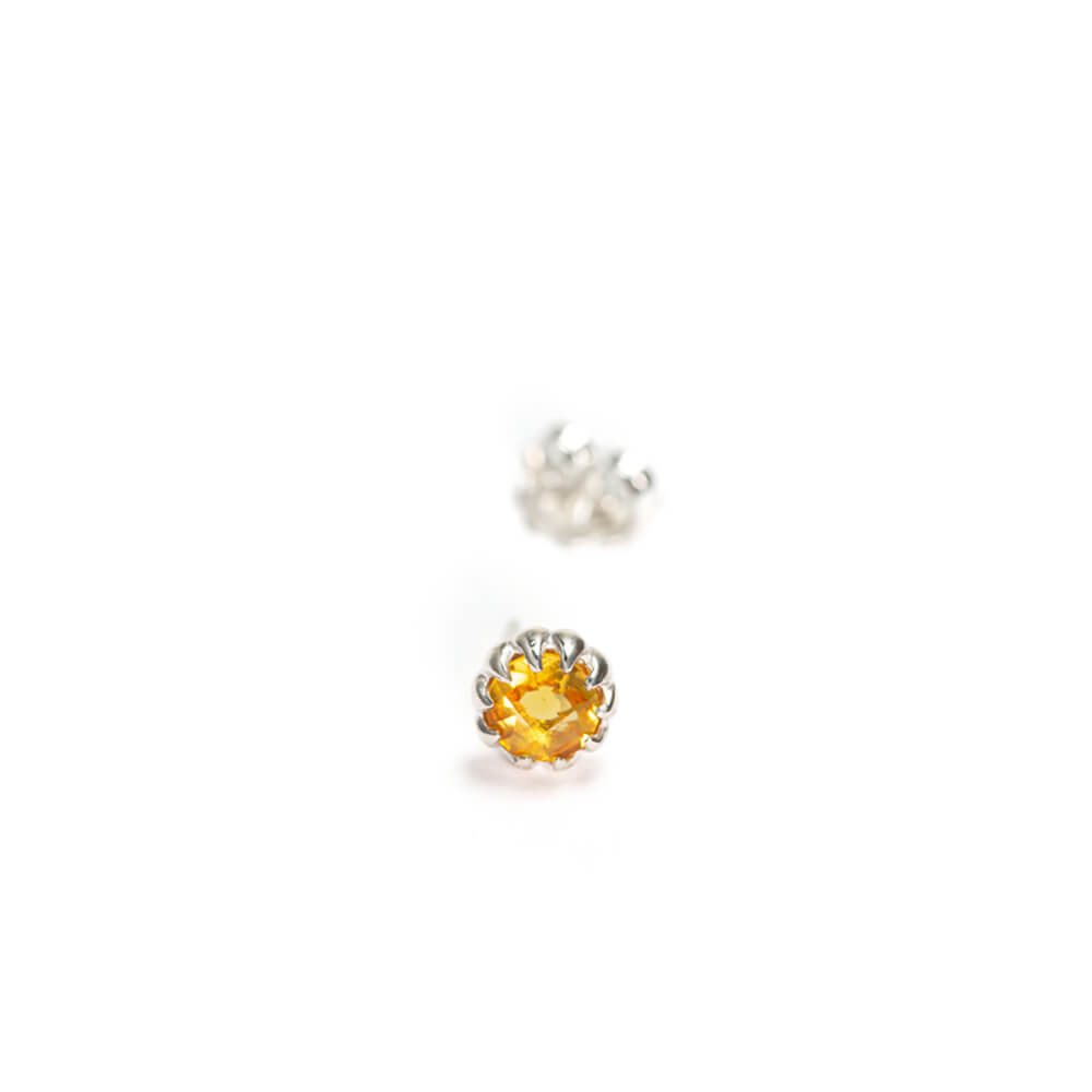 Citrine Stud Earrings Silver by ETERNAL BLISS - Spiritual Jewellery