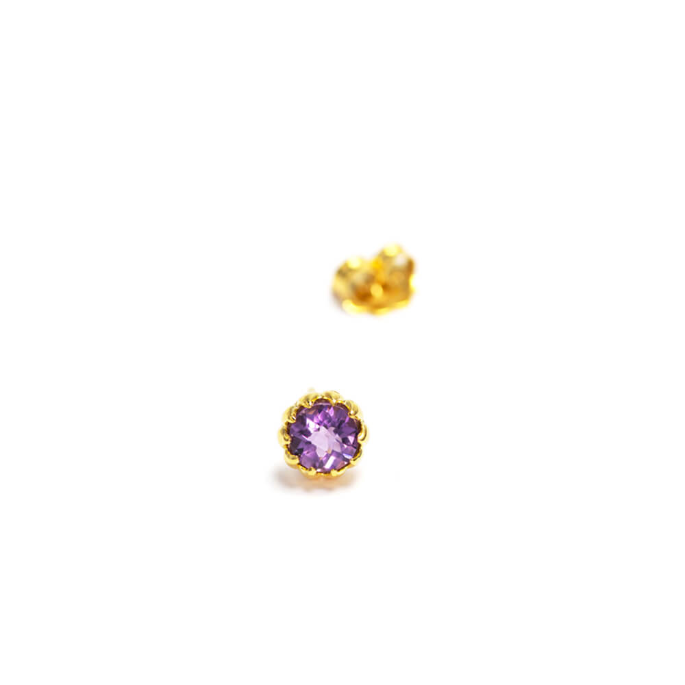 Amethyst Ear Studs Gold-Plated Silver by ETERNAL BLISS - Spiritual Jewellery