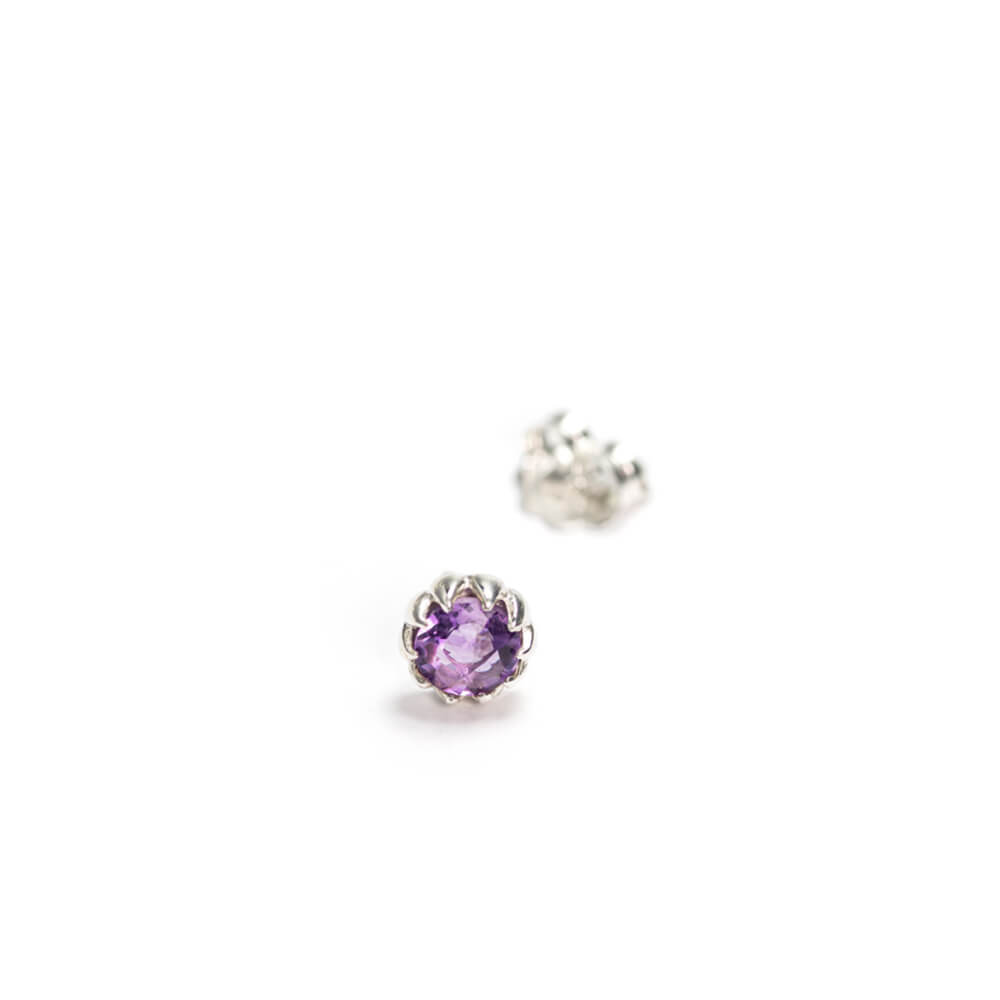 Amethyst Ear Studs Silver by ETERNAL BLISS - Spiritual Jewellery