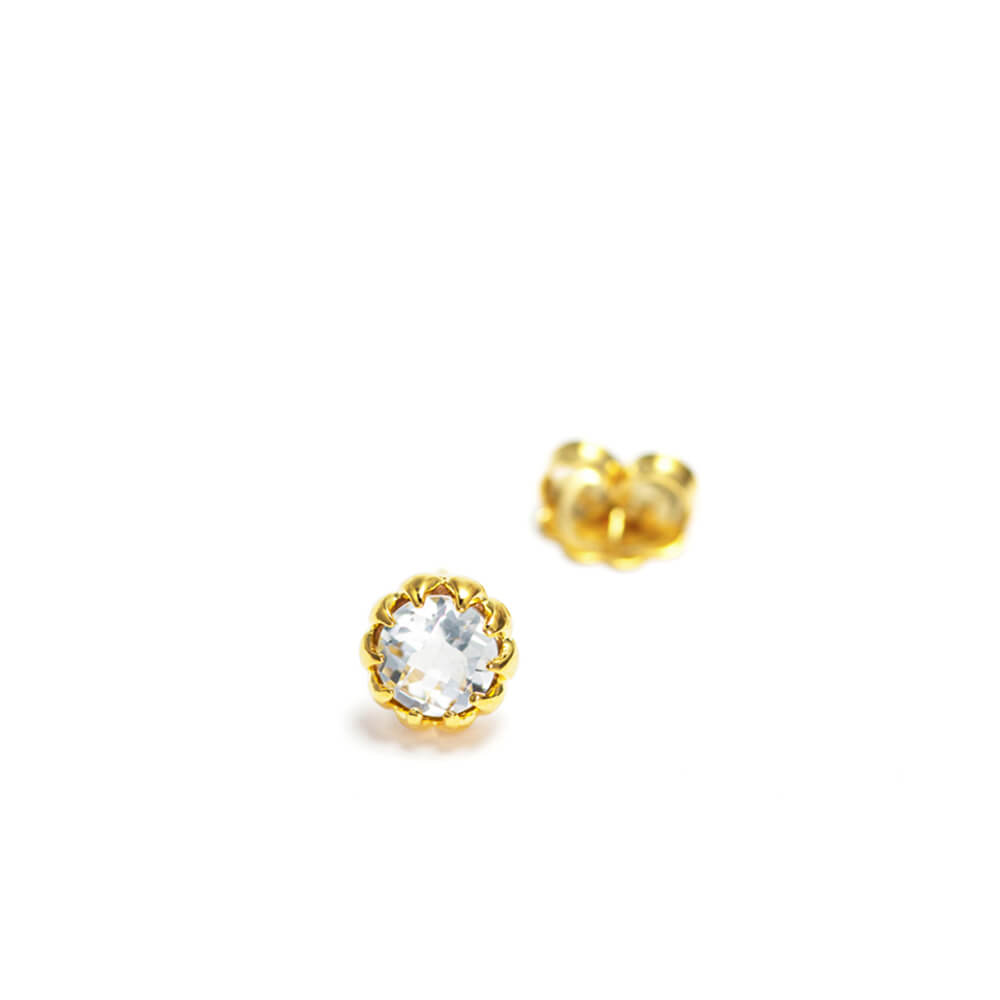 Clear Quartz Ear Studs Gold-Plated Silver by ETERNAL BLISS - Spiritual Jewellery
