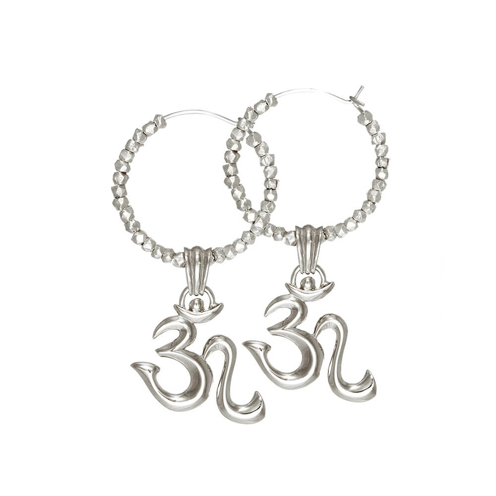 Om Kreolen mit tibetischen Beads Silber von Eternal Bliss - Spiritueller Schmuck