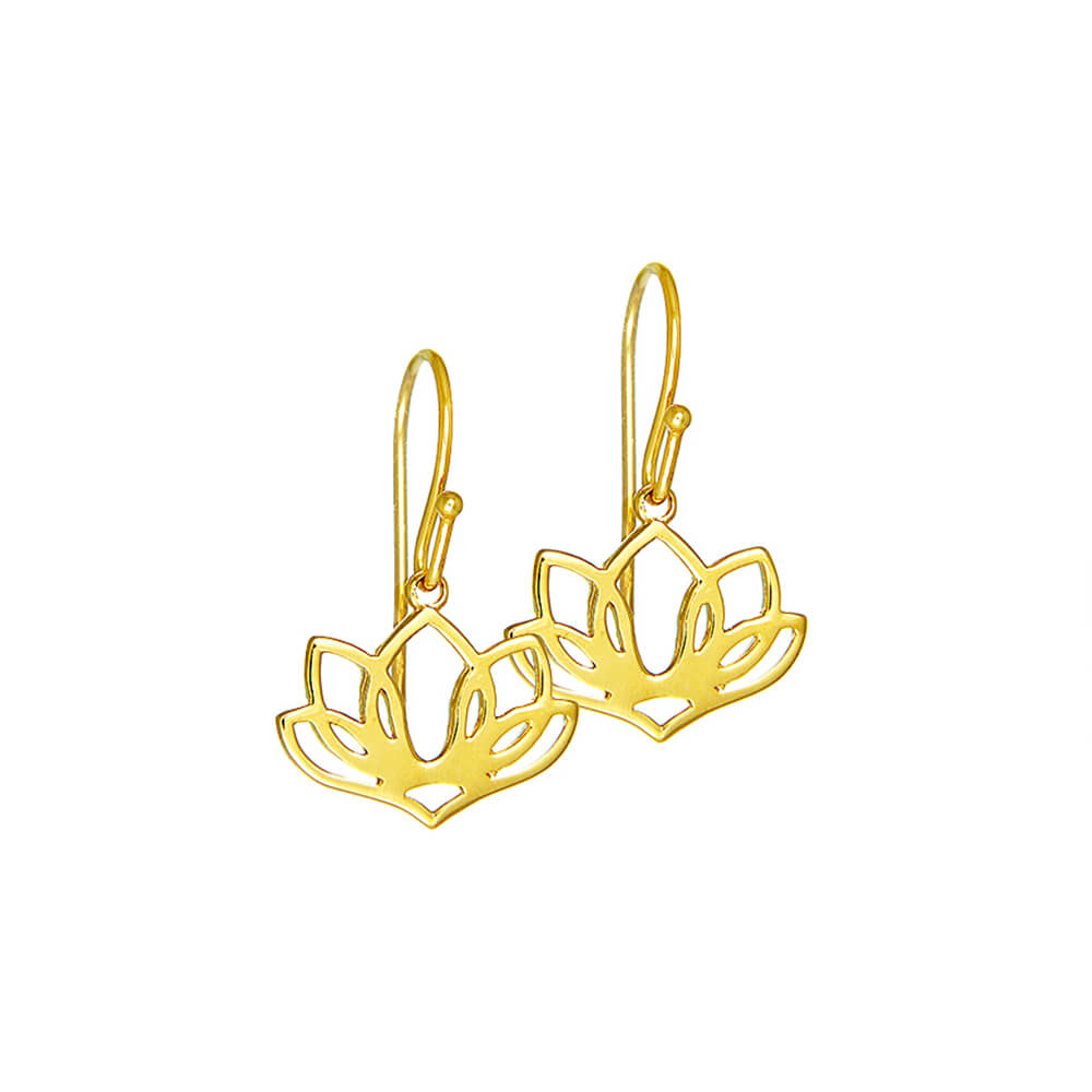 Vergoldete Lotus Ohrstecker mit Bergkristall und feinem Kettchen von ETERNAL BLISS - Spiritueller Schmuck