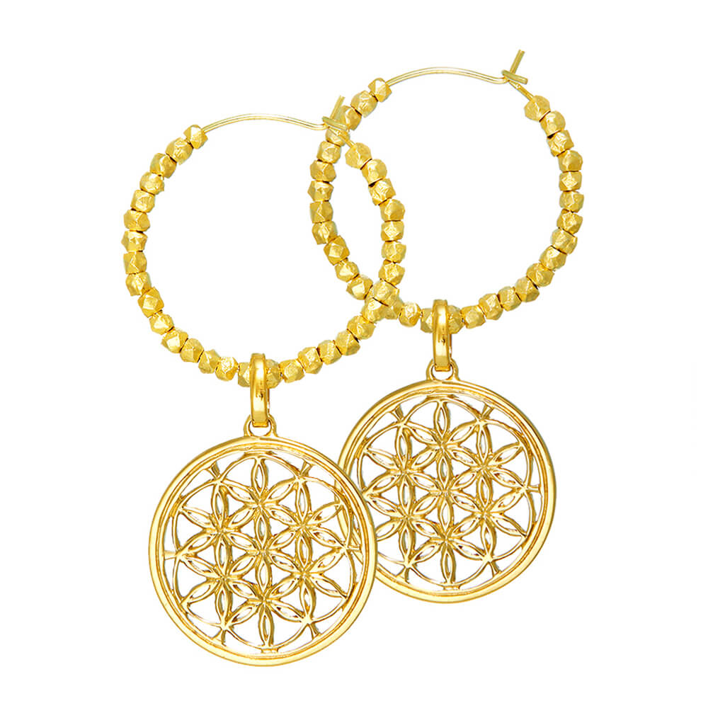 Blume des Lebens Kreolen mit Beads vergoldet von ETERNAL BLISS - Spiritueller Schmuck