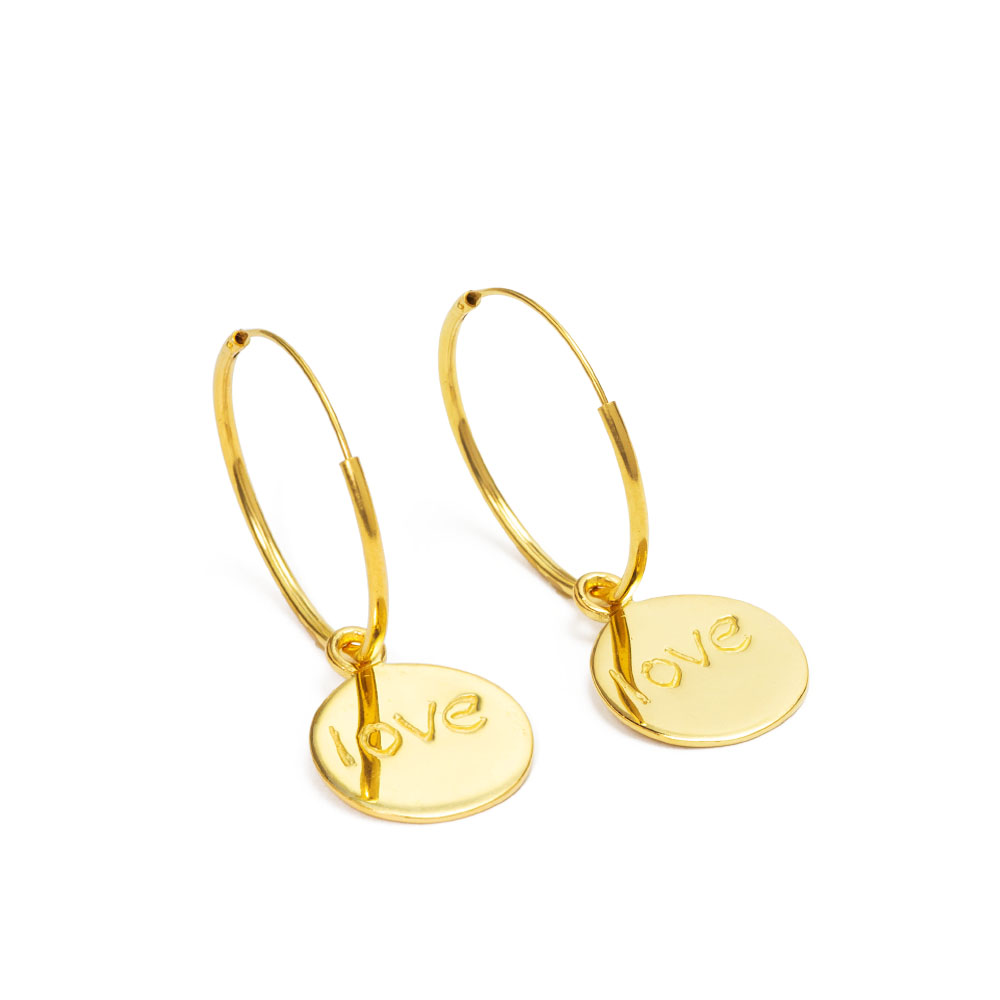 Love Kreolen aus Sterling Silber vergoldet von Eternal Bliss - Spiritueller Schmuck