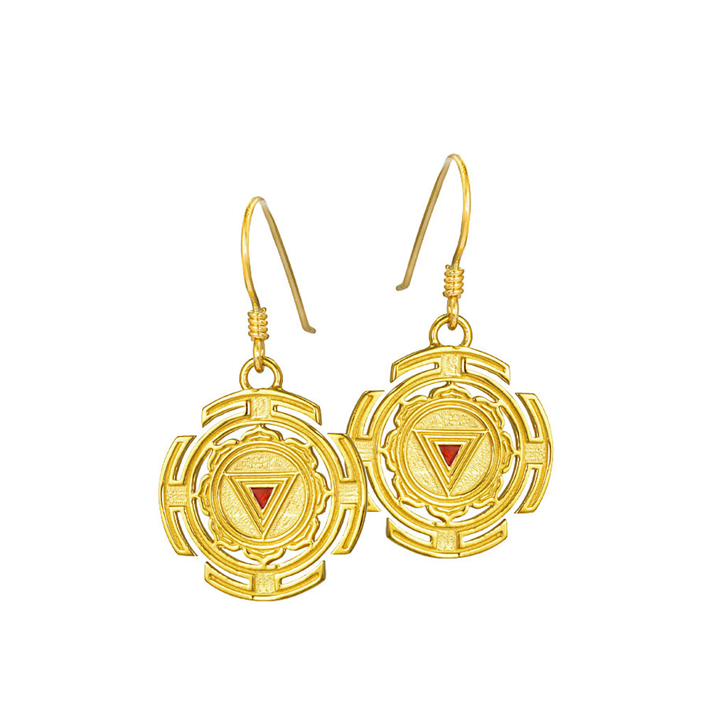 Kali Yantra Ohrhänger Rund Mini vergoldet von ETERNAL BLISS - Spiritueller Schmuck