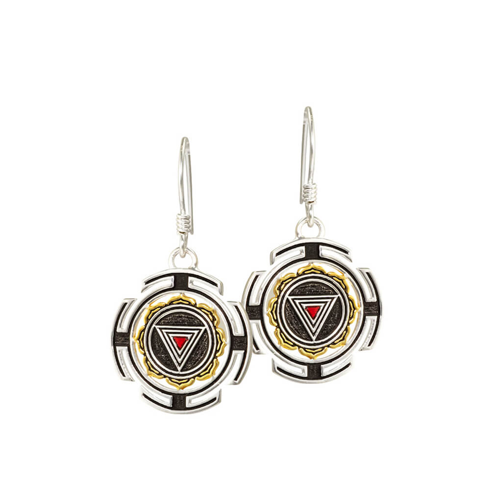 Kali Yantra Ohrhänger Rund Mini Silber von ETERNAL BLISS - Spiritueller Schmuck