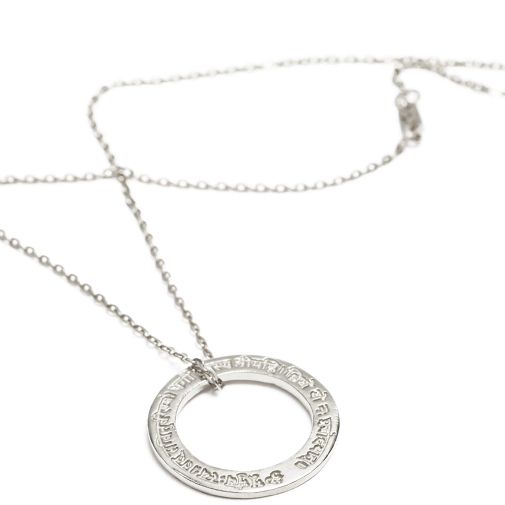 Gayatri Mantra Pendant mini in sterling silver by Eternal Bliss from the Yoga jewelry collection