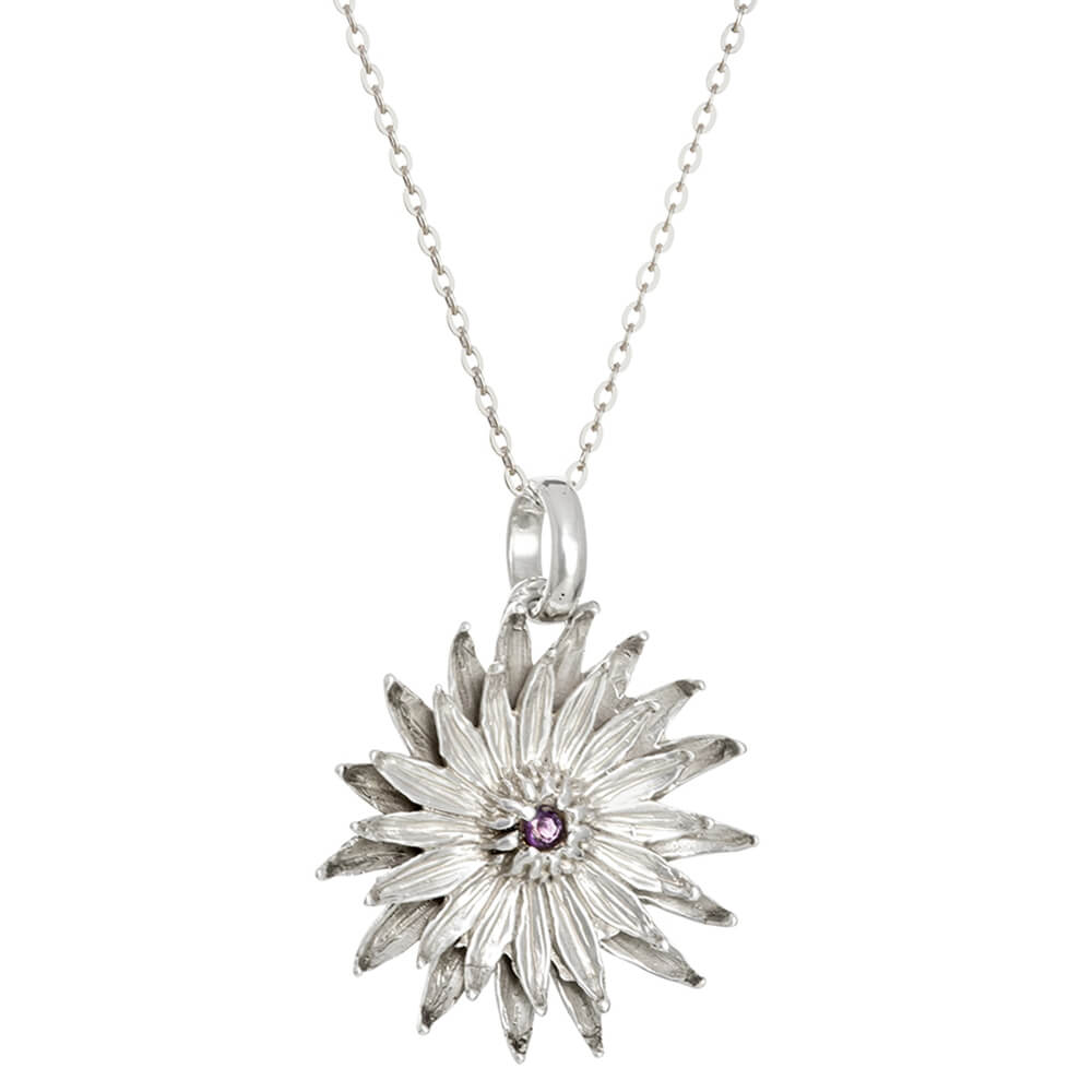 Purple Nymph Waterlily Anhänger mit Amethyst Silber mit Kette von ETERNAL BLISS - Spiritueller Schmuck