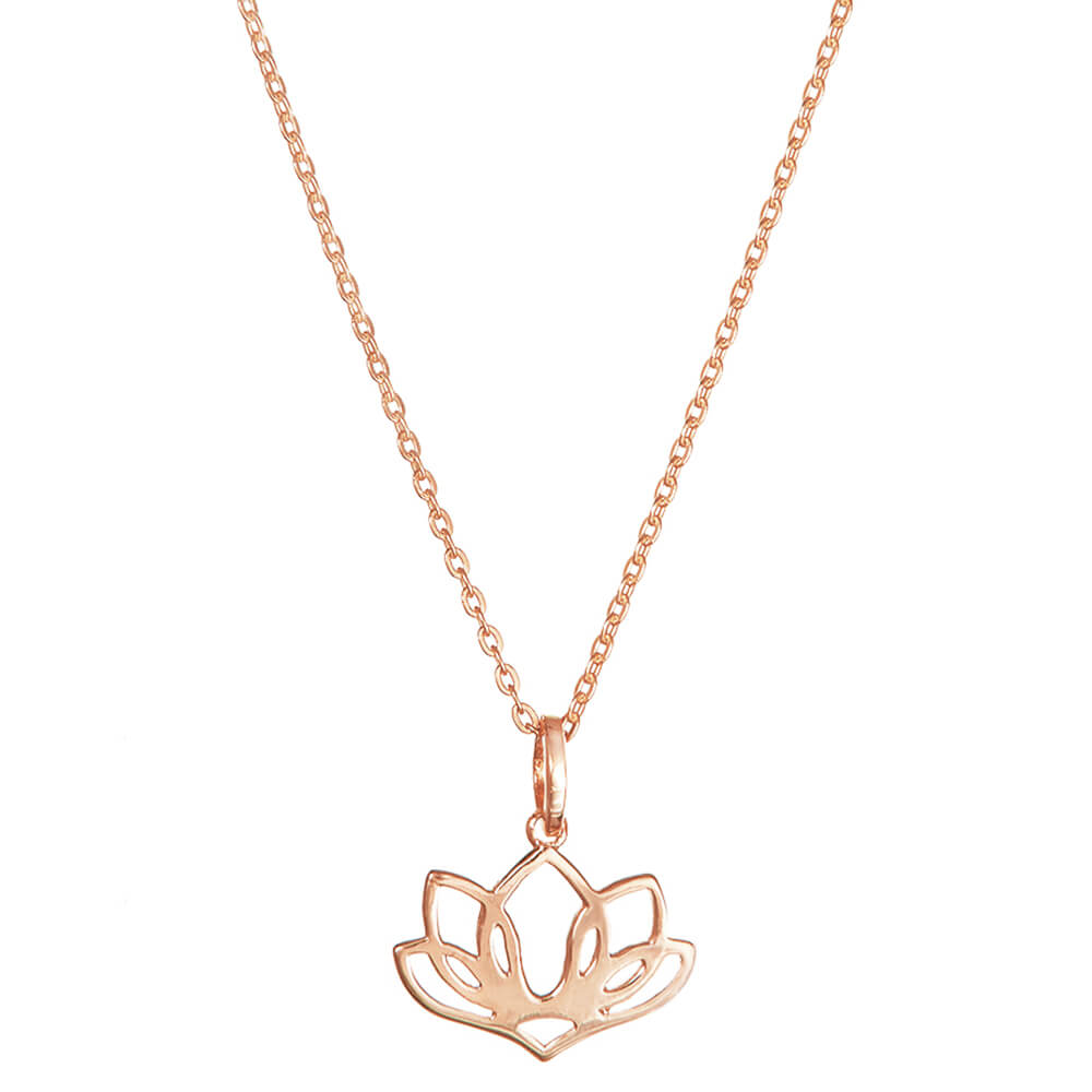 Fünfblättriger Lotus Anhänger aus rosévergoldetem Sterling Silber von ETERNAL BLISS - Spiritueller Symbol Schmuck