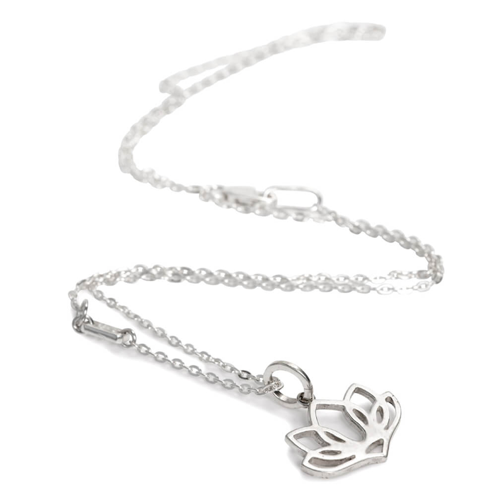 Five-petalled lotus pendant made of sterling silver with violet cord by ETERNAL BLISS - Spiritual Symbol Jewellery