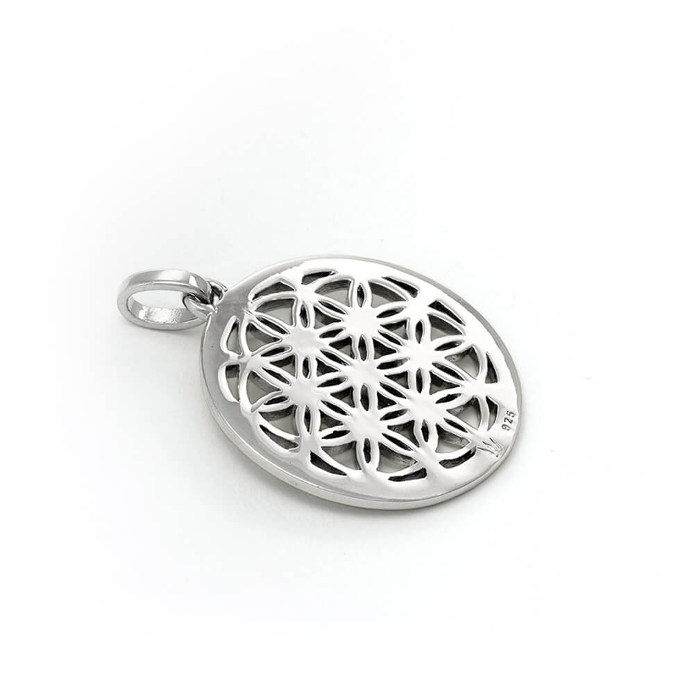 Rückansicht Blume des Lebens Anhänger aus Sterling Silber von Eternal Bliss