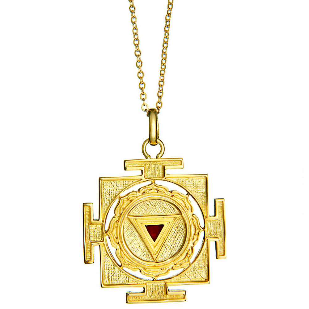 Kali Yantra Anhänger vergoldet mit Kette von ETERNAL BLISS - Spiritueller Schmuck