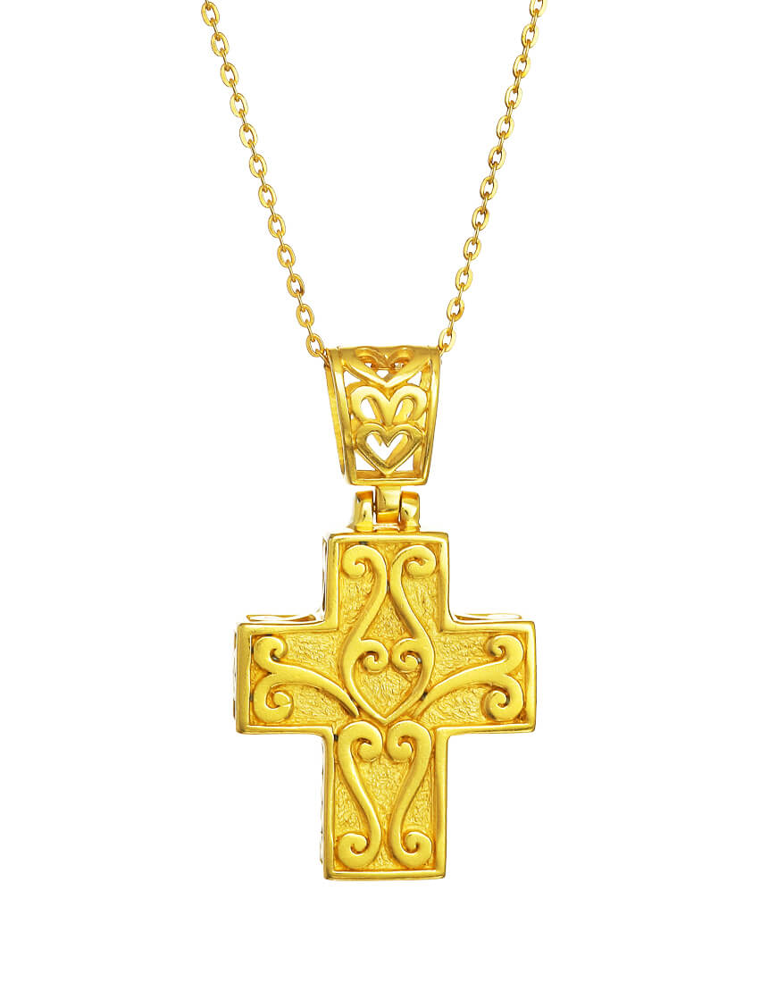 Schmuck Florales Kreuz vergoldet