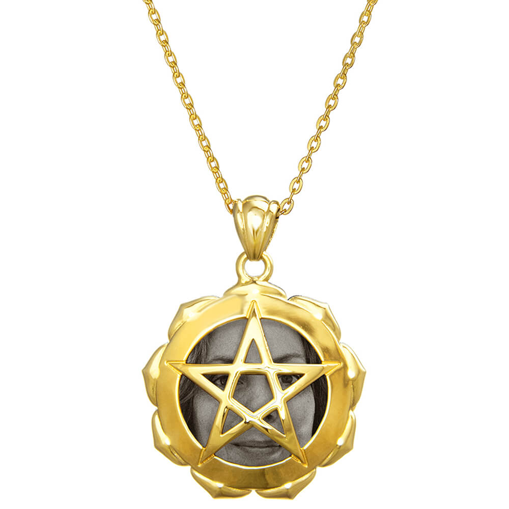 Schutzpentagramm Medaillon vergoldet mit Kette von ETERNAL BLISS - Spiritueller Schmuck