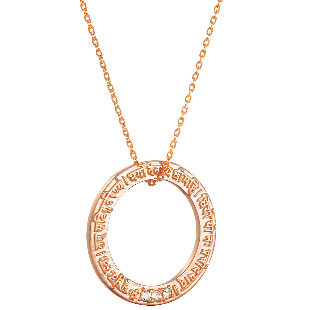 Gayatri Mantra Anhänger mit 3 Edelsteinen aus Sterling Silber rosévergoldet von Eternal Bliss