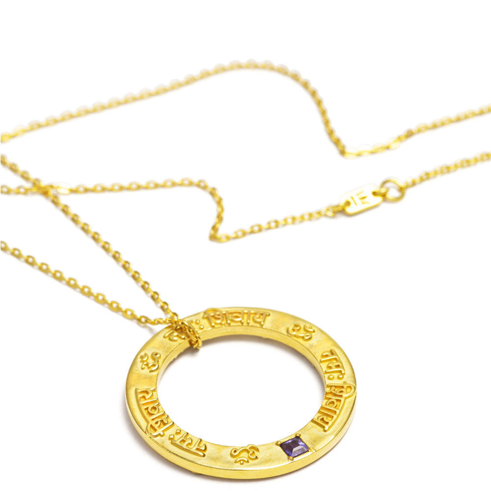 Shiva Mantra Kette mit Edelstein aus Sterling Silber vergoldet von Eternal Bliss