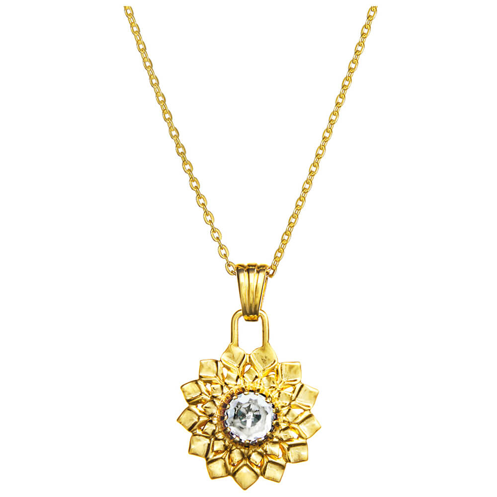 Kronen Chakra Anhänger vergoldet mit Bergkristall von ETERNAL BLISS - Spriritueller Schmuck