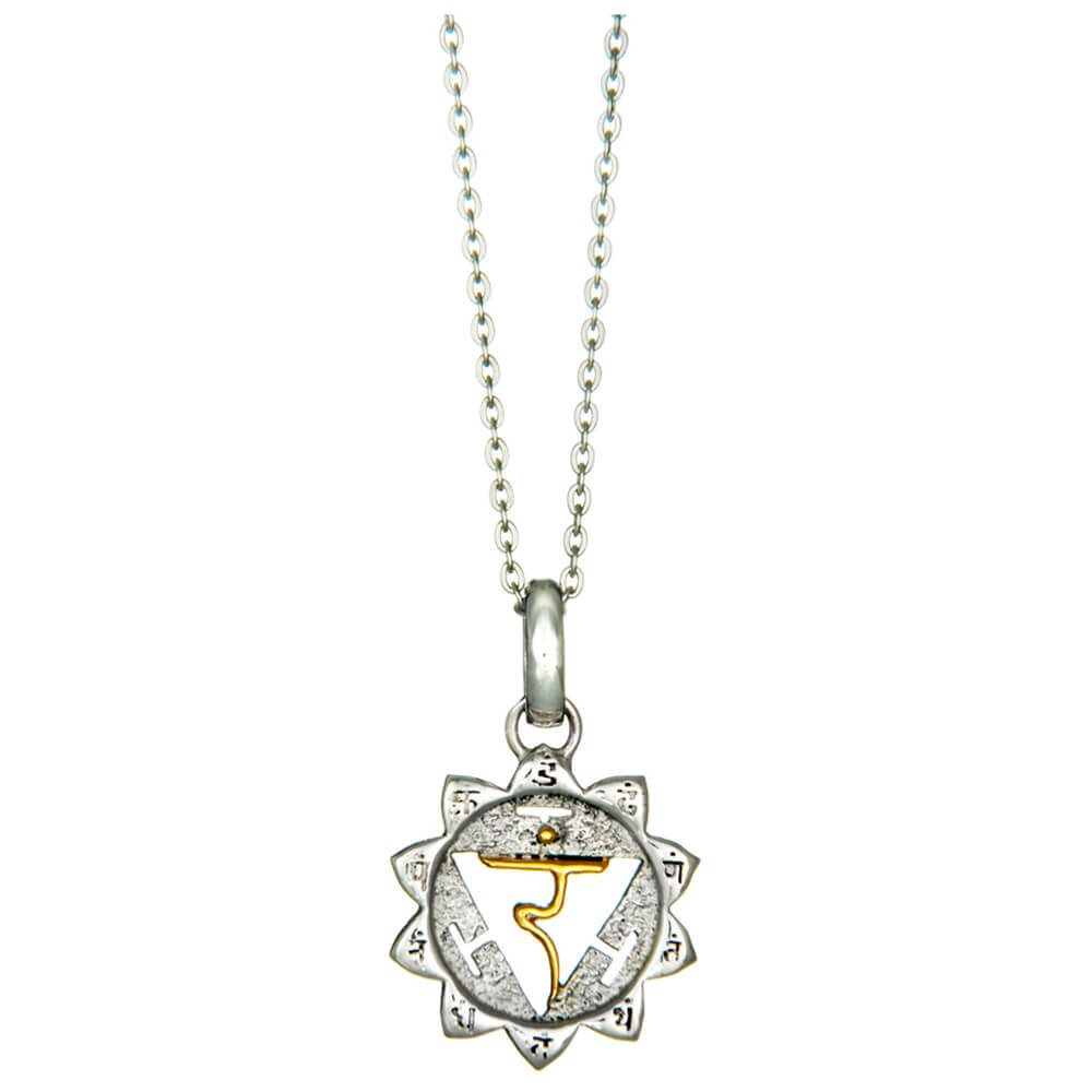 Manipura chakra pendant with mantra silver