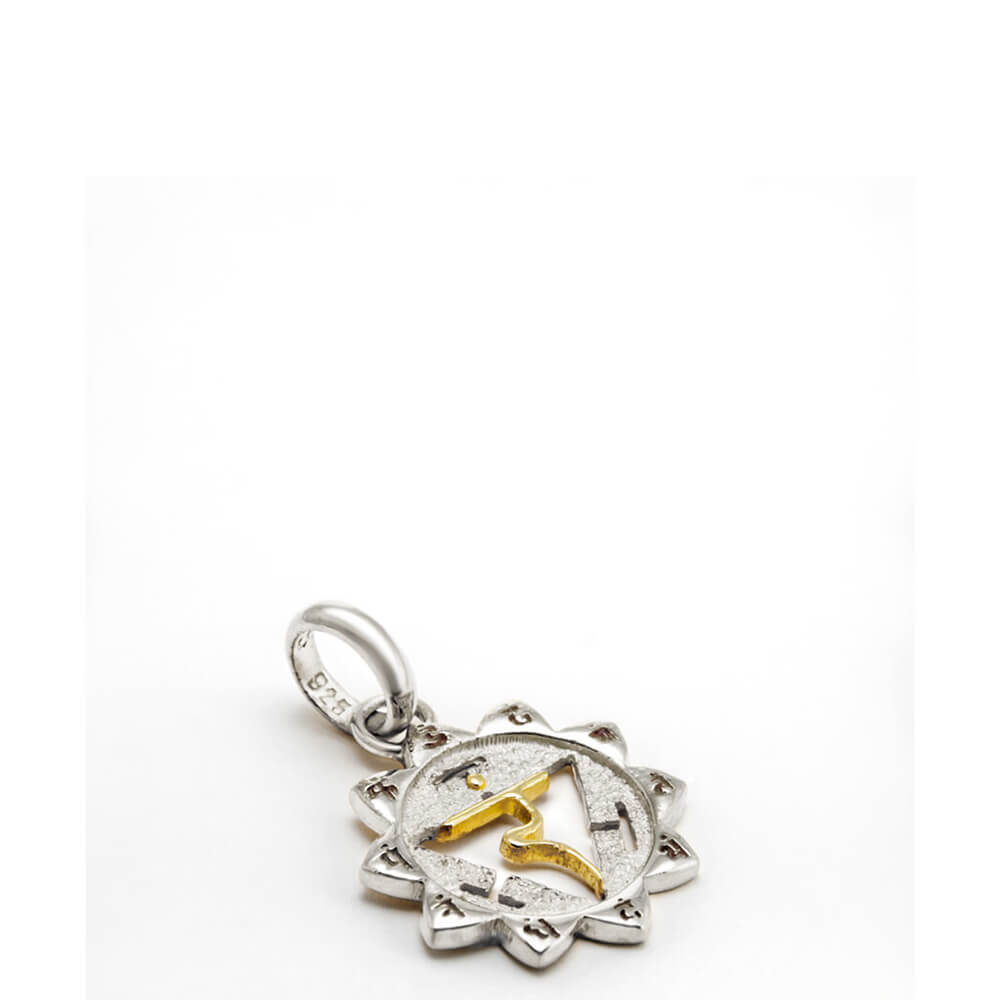 Manipura chakra pendant with mantra silver