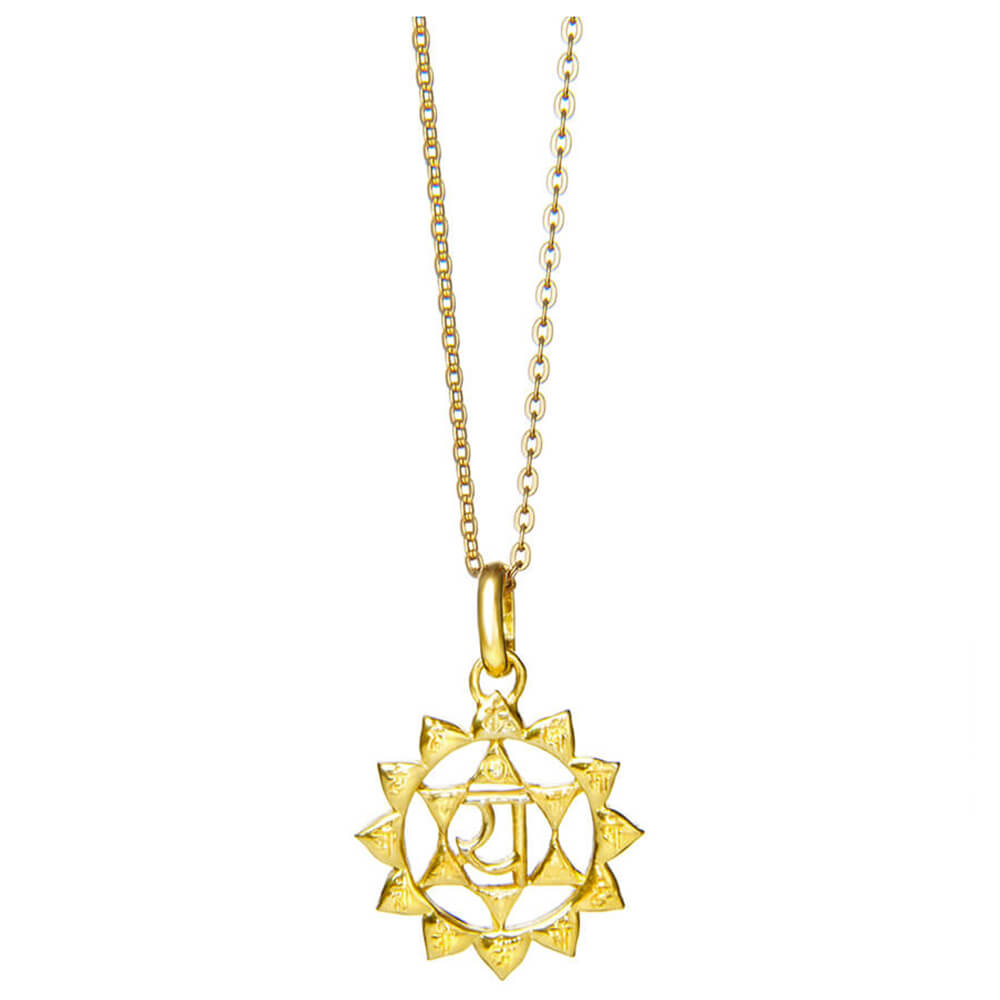 Anahata Chakra Anhänger mit Mantra vergoldet mit Kette von ETERNAL BLISS - Spriritueller Schmuck