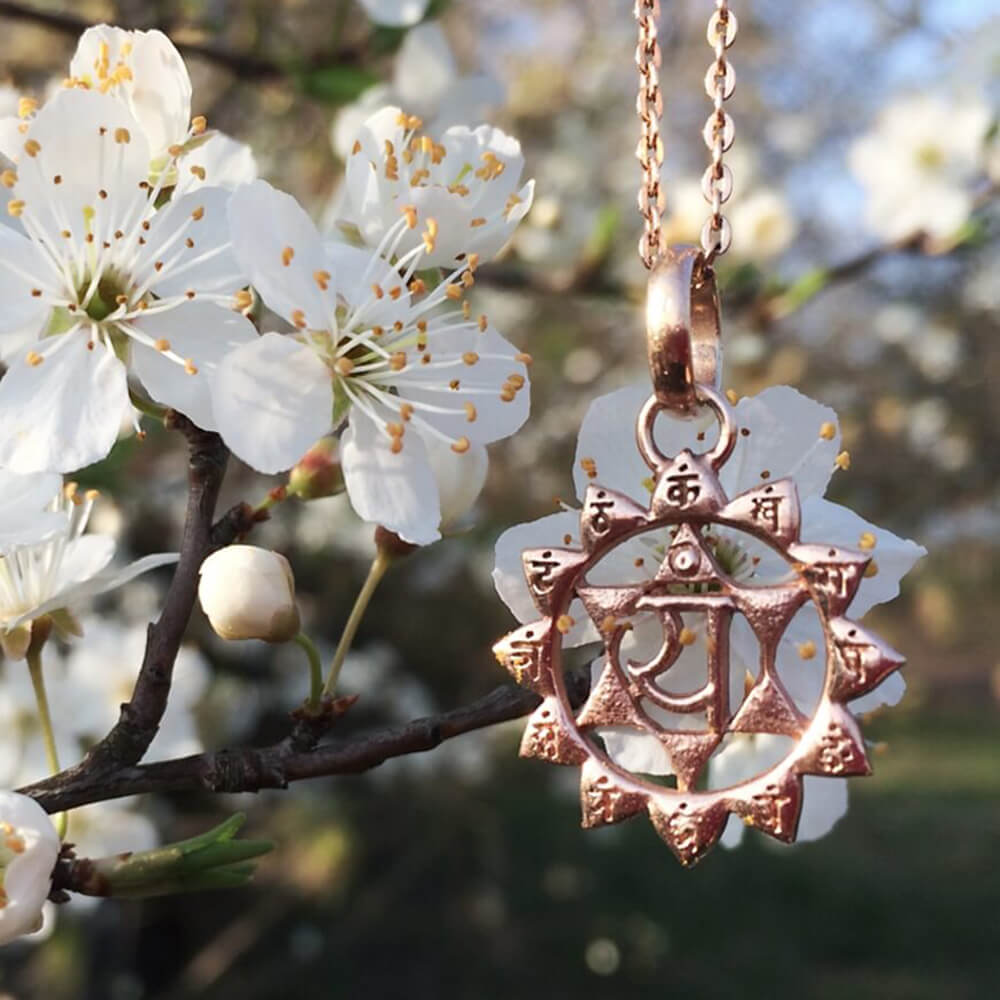 Anahata chakra pendant rose gold-plated