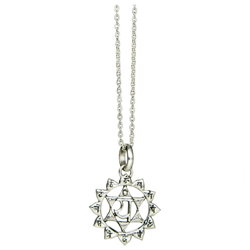 Anahata Chakra Anhänger mit Mantra Silber mit Kette von ETERNAL BLISS - Spriritueller Schmuck