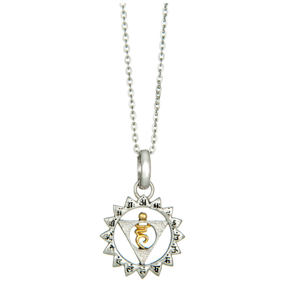 Vishuddha chakra pendant with mantra silver