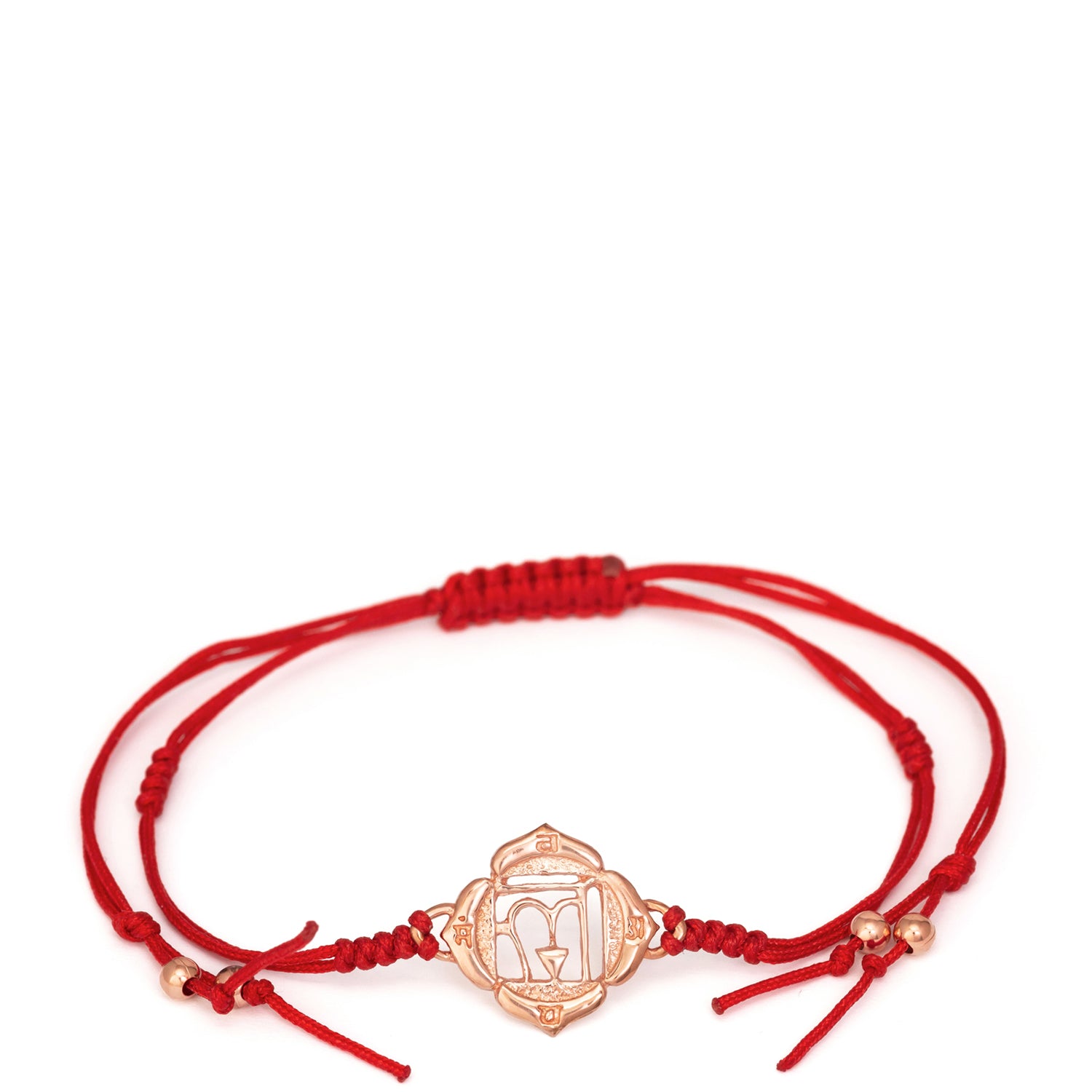 Muladhara Chakra Armband rosévergoldet mit roter Nylonkordel von ETERNAL BLISS - Spiritueller Schmuck