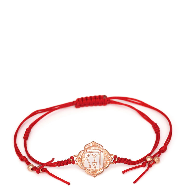 Muladhara Chakra Armband rosévergoldet mit roter Nylonkordel von ETERNAL BLISS - Spiritueller Schmuck