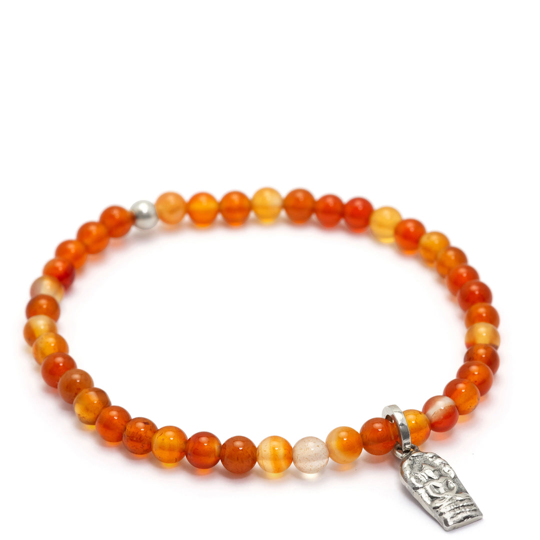 Buddha Armband mini mit Karneolperle in Sterling Silber von ETERNAL BLISS - Spiritueller Schmuck