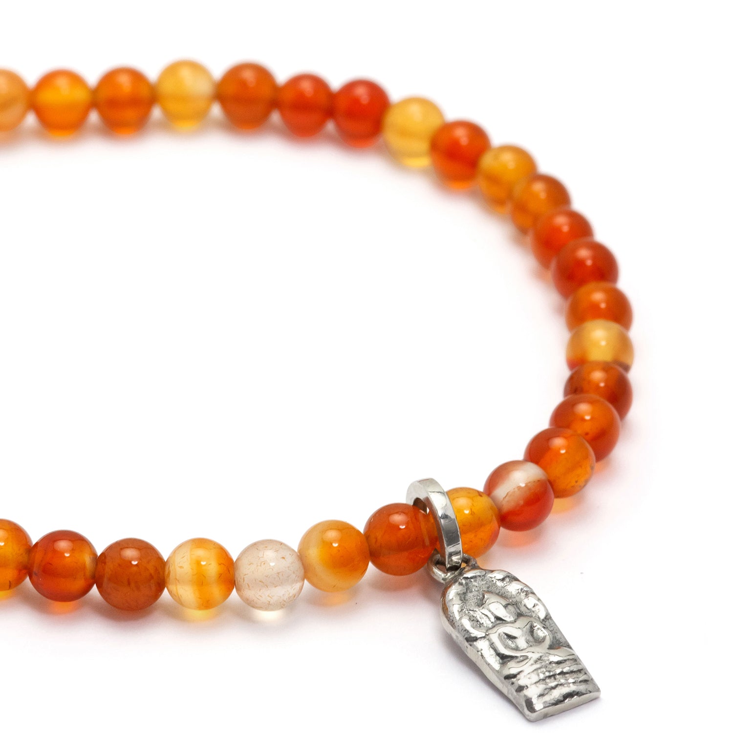 Buddha bracelet mini with carnelian bead in sterling silver from ETERNAL BLISS - Spiritual jewelry
