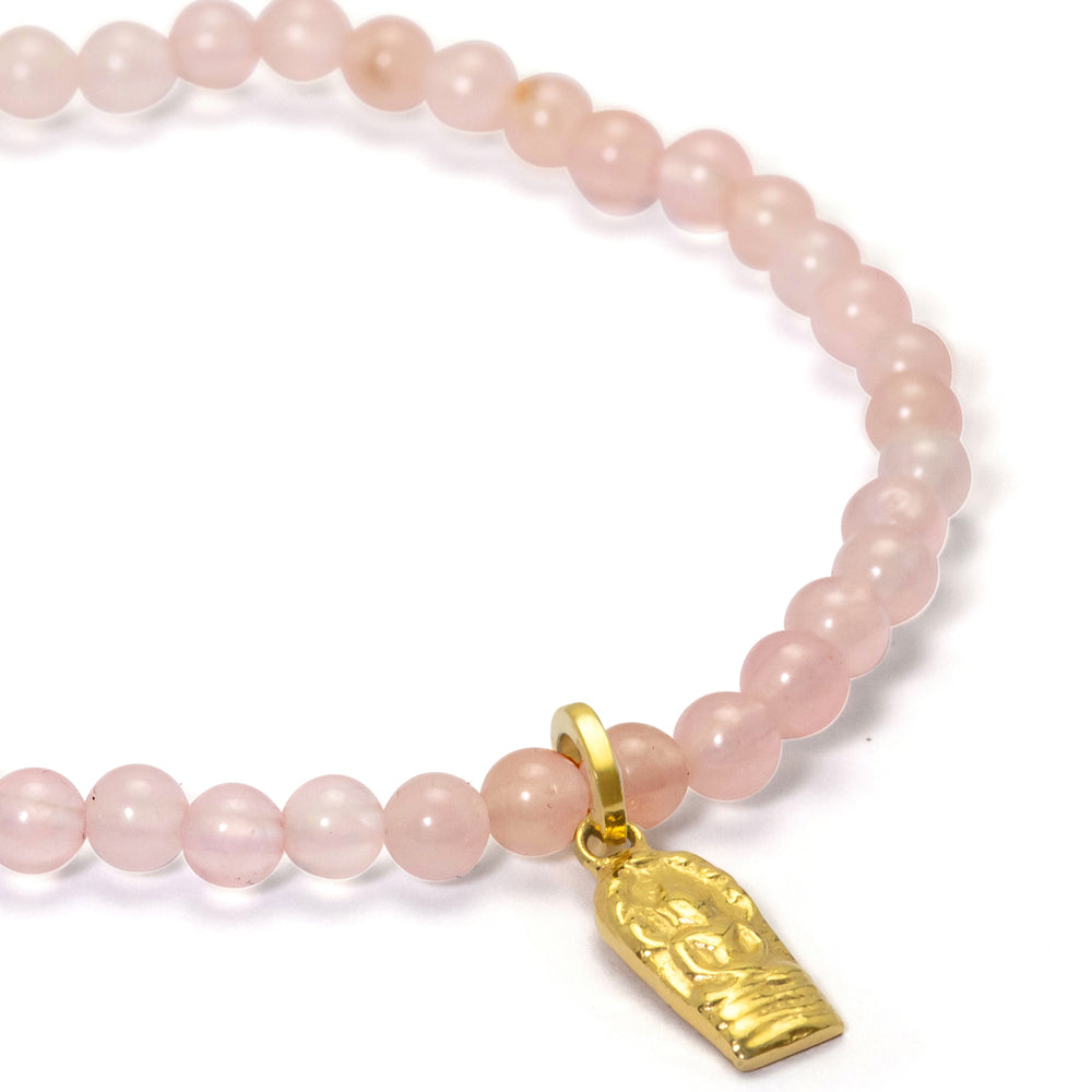 Buddha bracelet mini with rose quartz and gold-plated silver pendant from ETERNAL BLISS - Spiritual jewelry