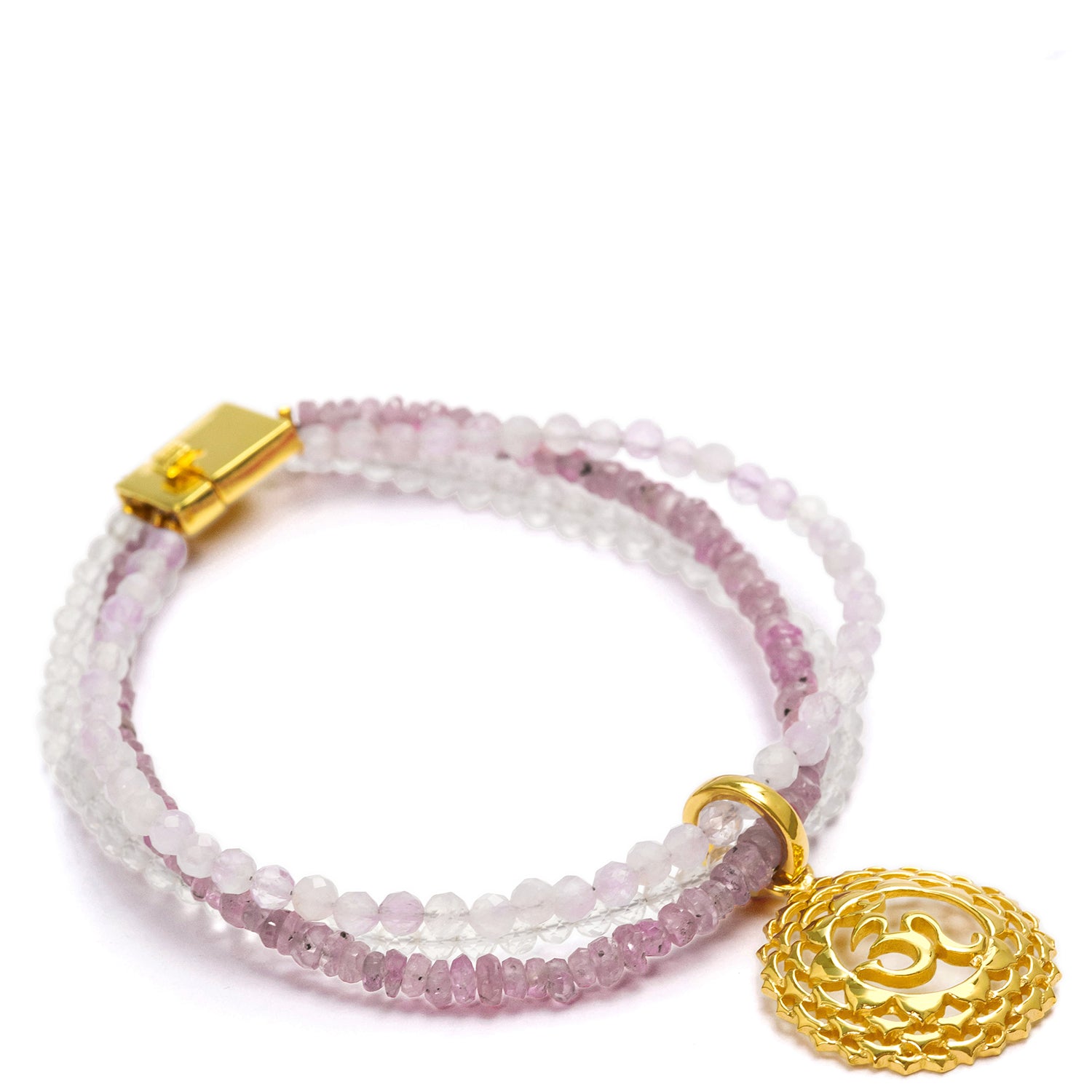 Kronen Chakra Armband mit Safir, Lavendar und Bergkristall, Sterling Silber vergoldet von ETERNAL BLISS - Spiritueller Schmuck